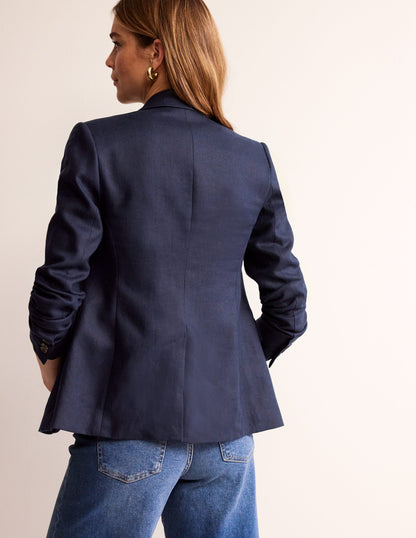 Marylebone Linen Blazer-Navy-3