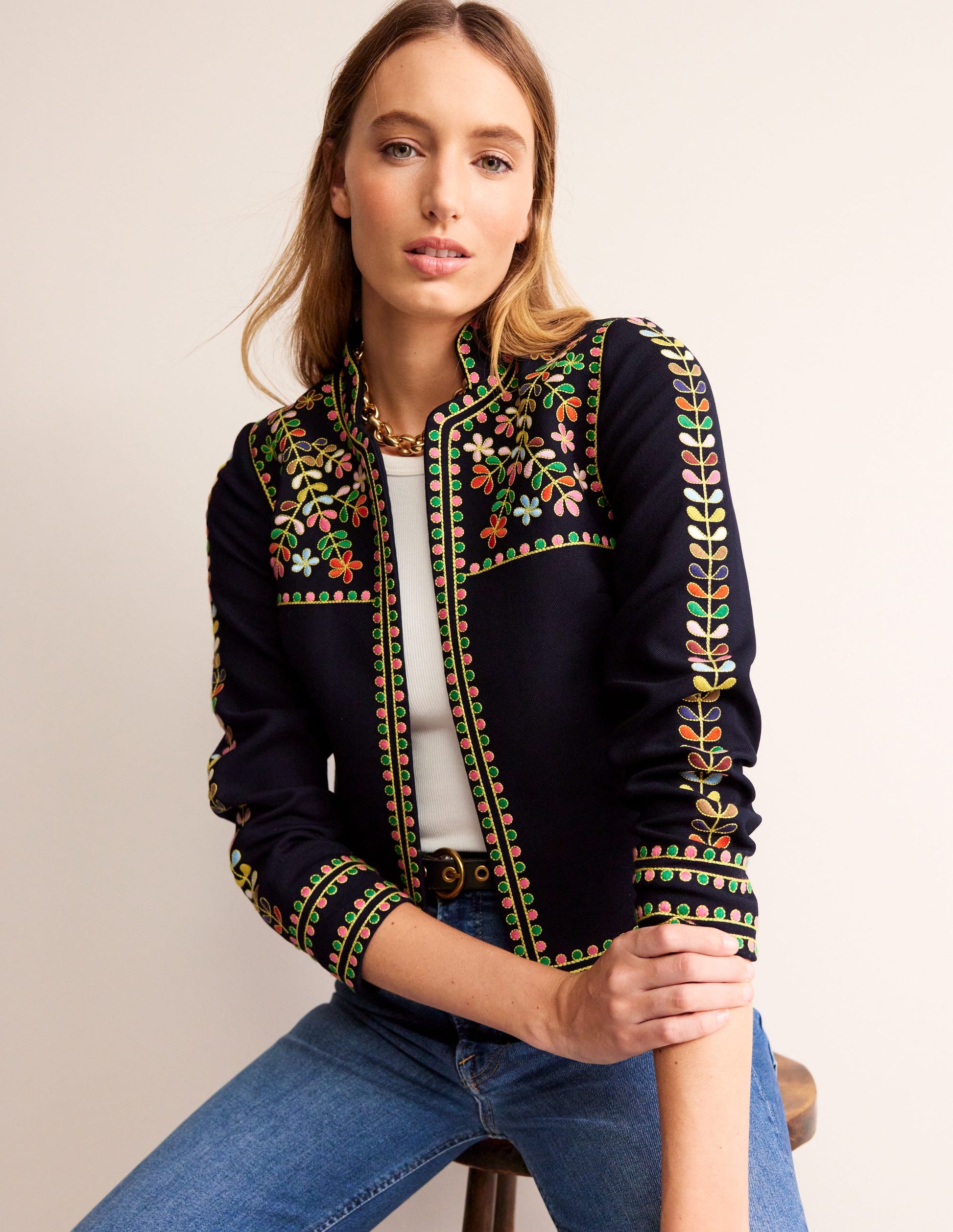 Embroidered Icon Jacket-Navy-1