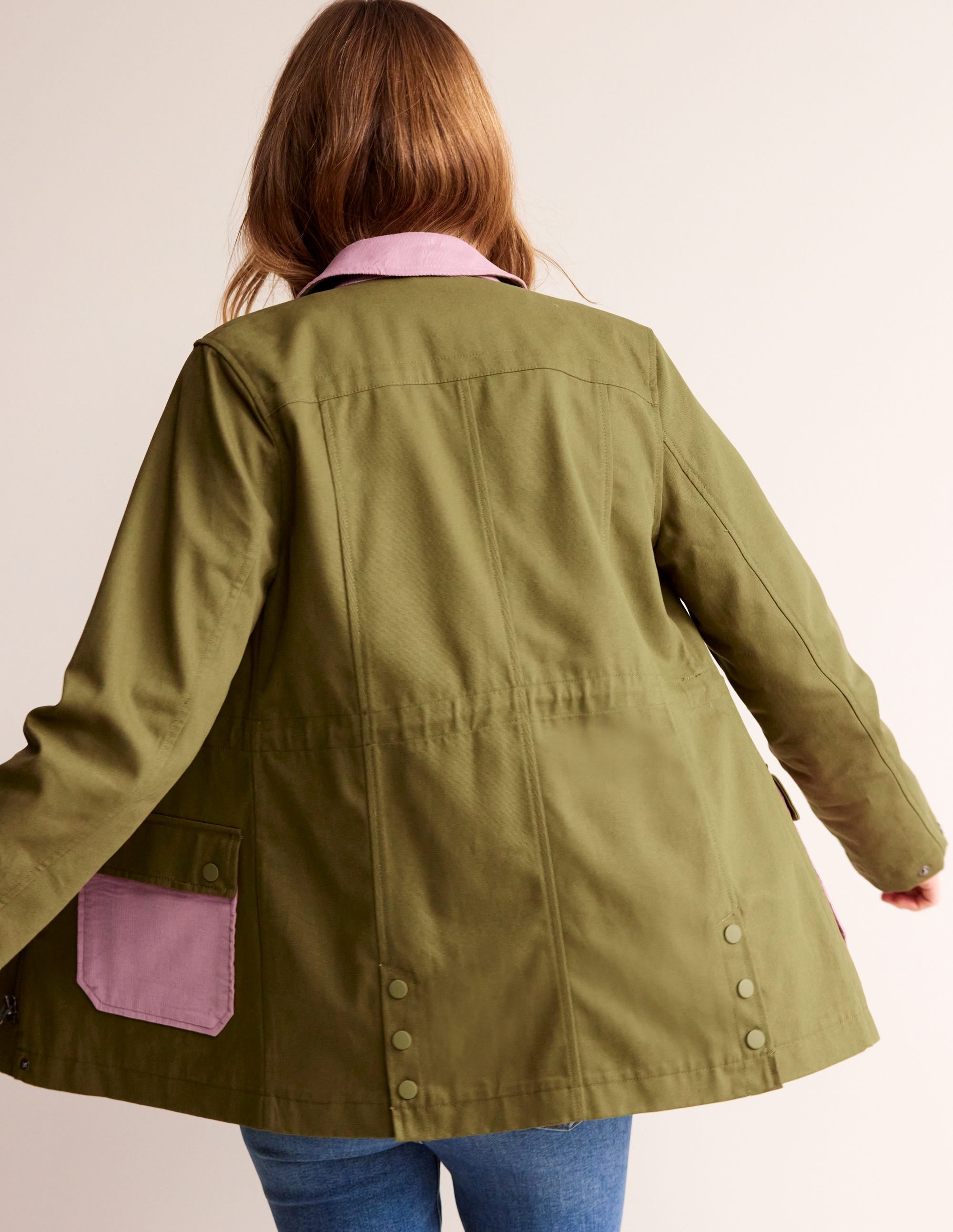 Barn Coat-Dark Moss Colour Block - Image 3