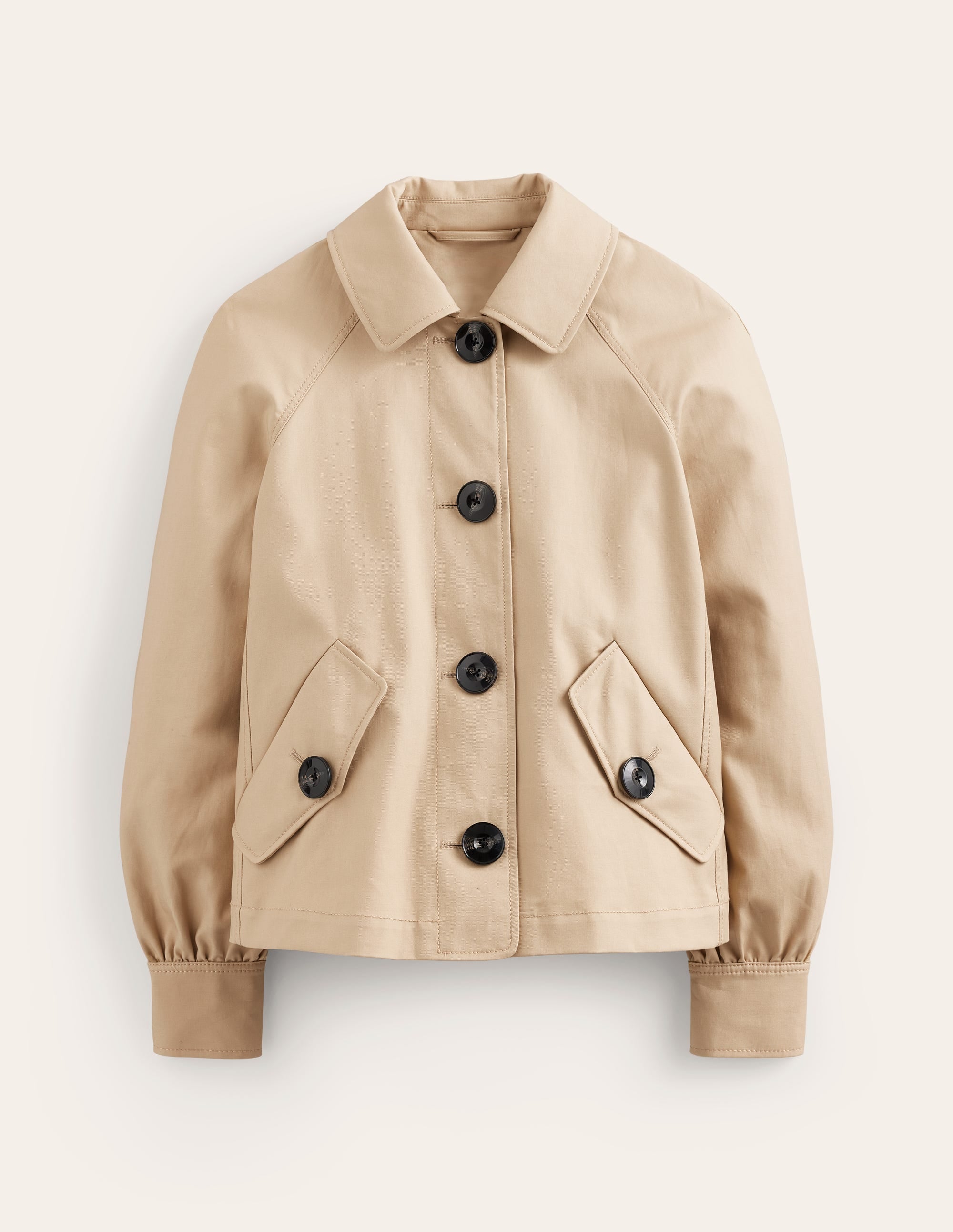 Cropped Trench Jacket-Neutral with Red Pop - Image 5