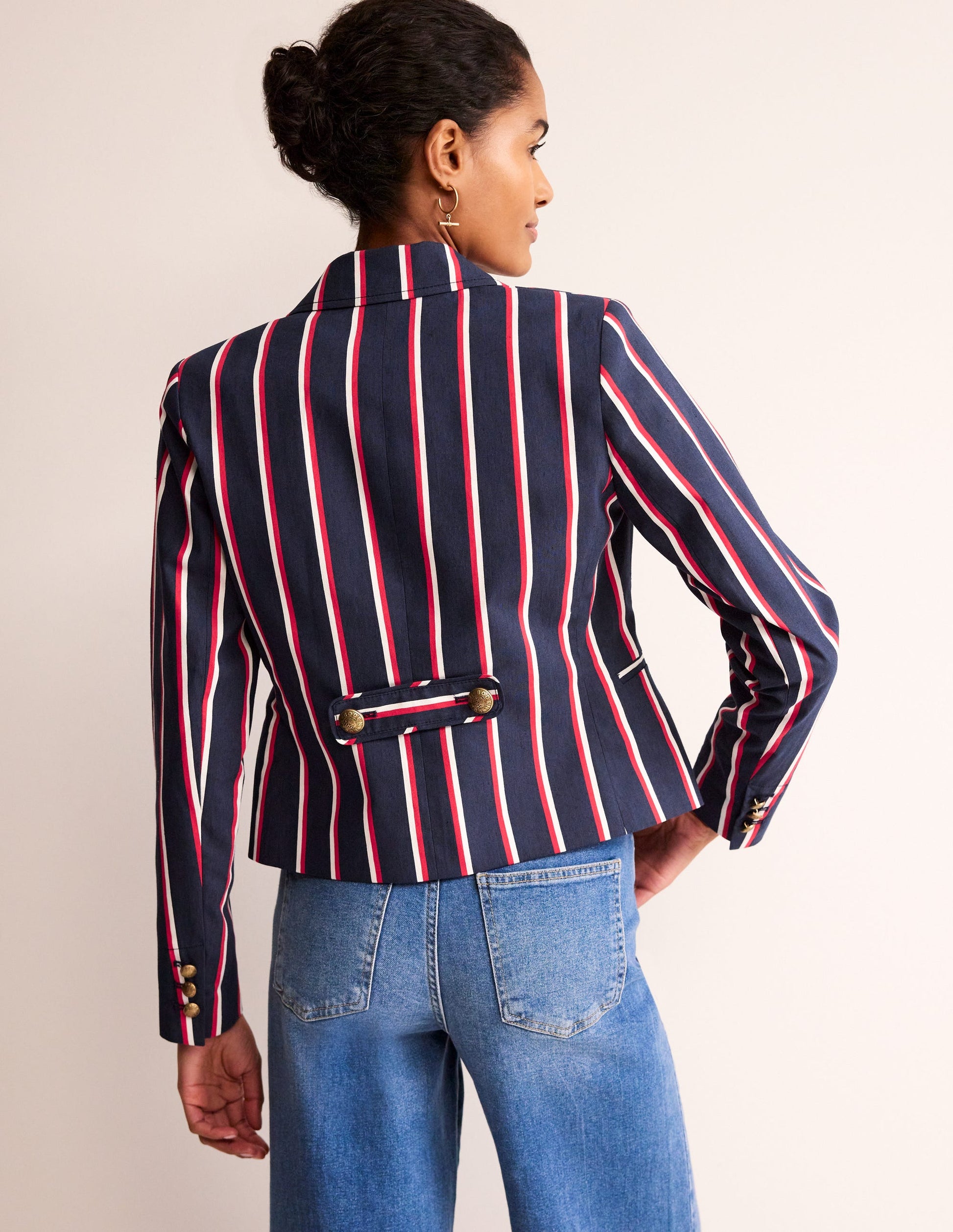 Canonbury Stripe Blazer-Navy, Red & White Stripe-3