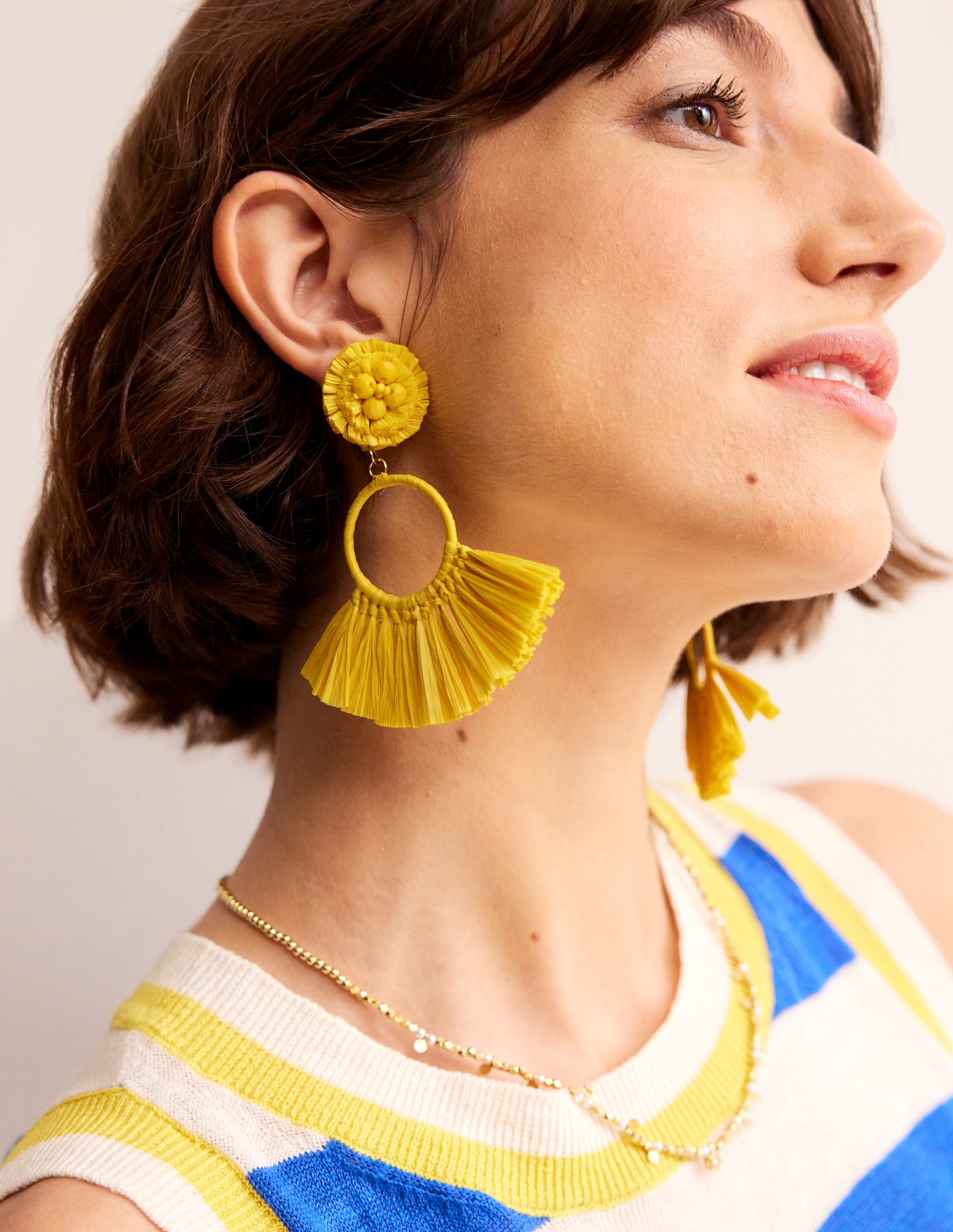 Tassel Ring Earrings-Warm Sunshine Yellow - Image 2