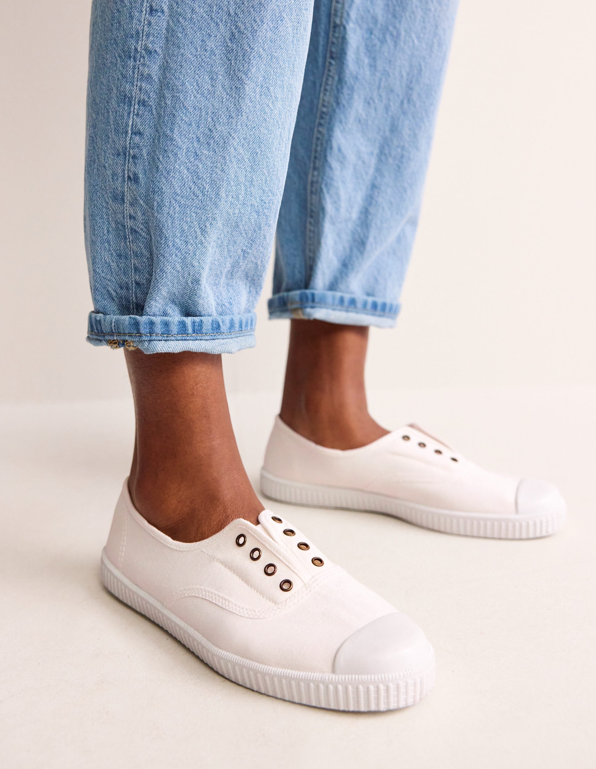Laceless Canvas Plimsoll-Ivory Boden UK - Main Image