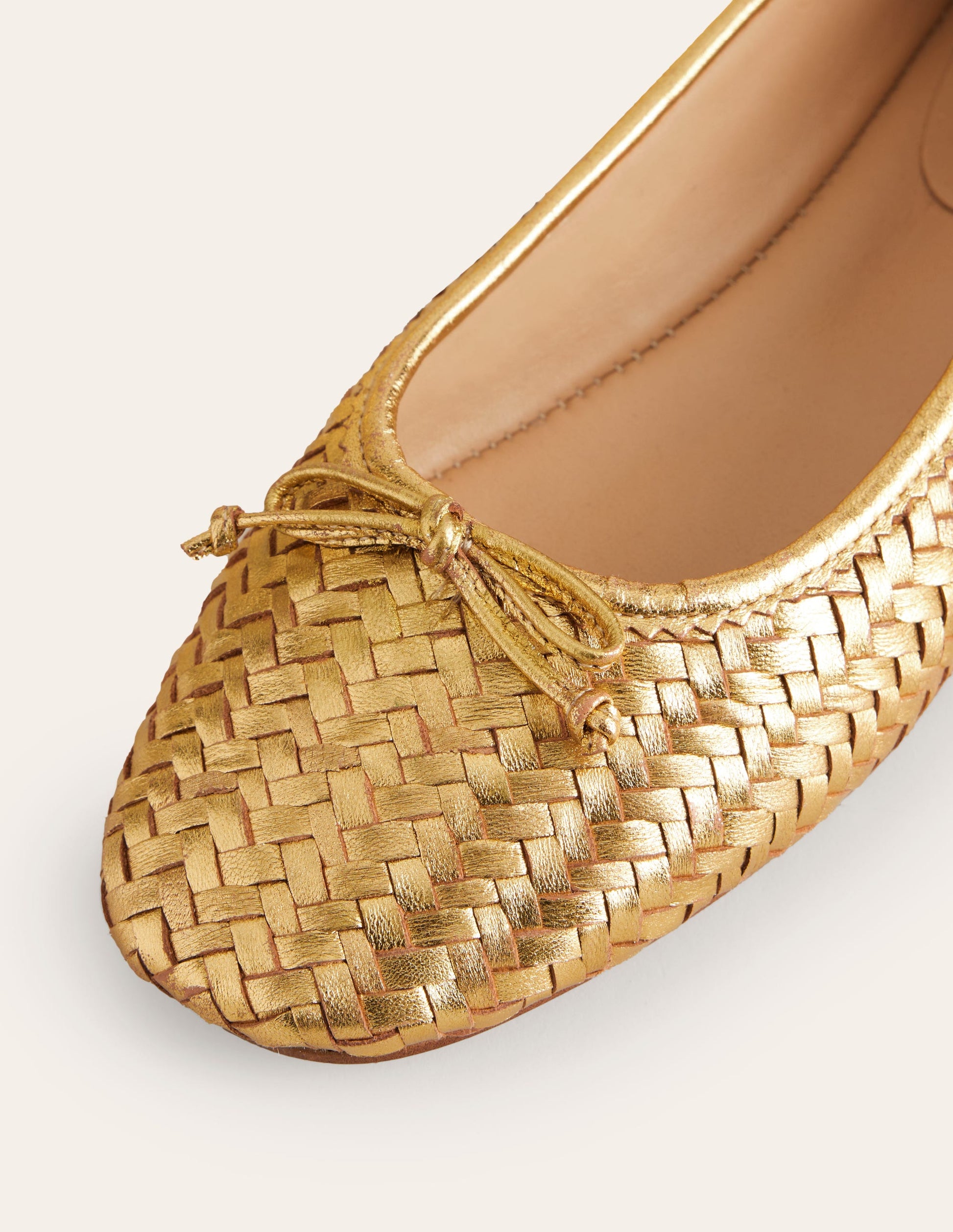 Kitty Flexi Sole Ballet Pumps-Woven Gold-4
