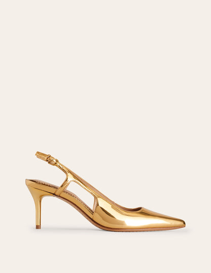 Cut Out Sling Back Heels-Gold Mirror-2
