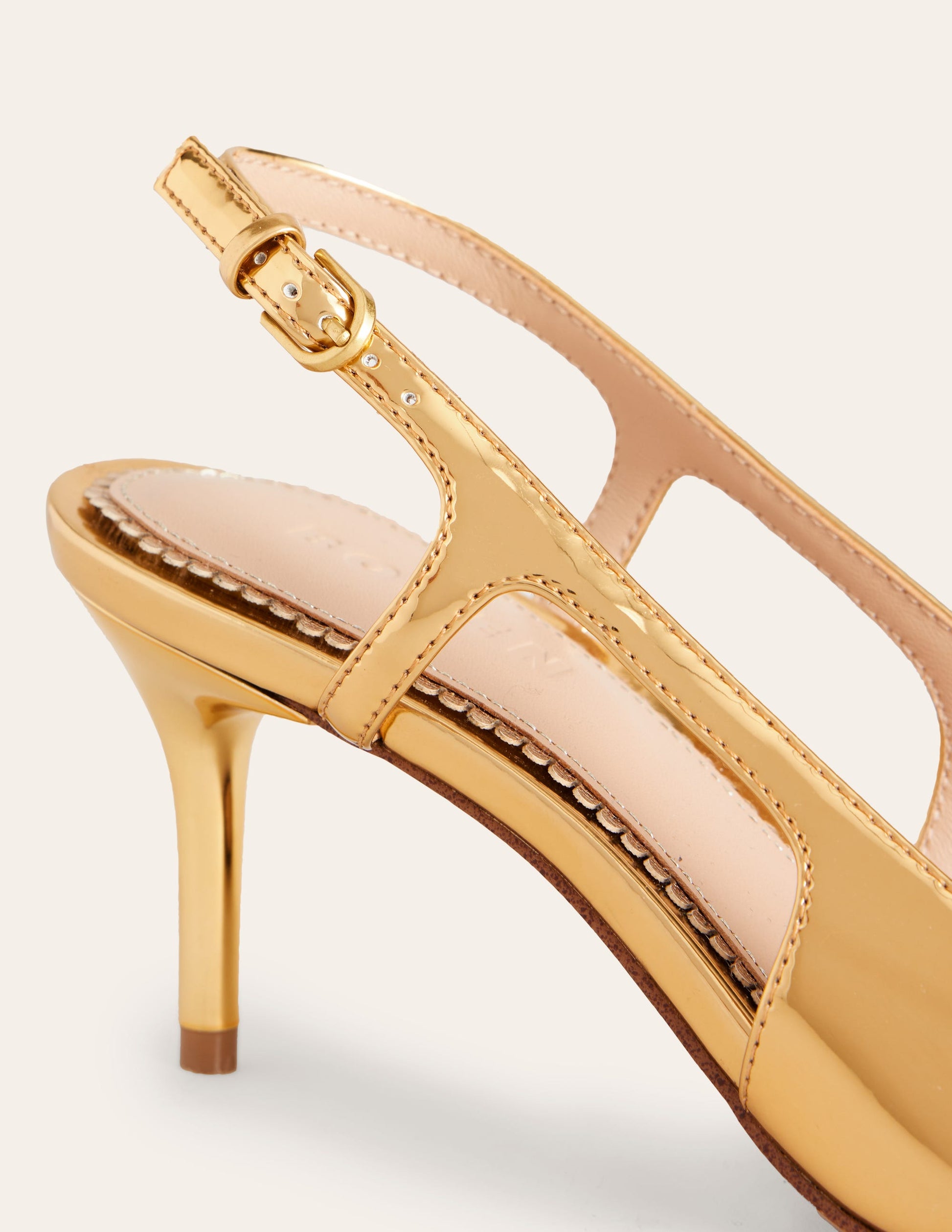 Cut Out Sling Back Heels-Gold Mirror-4