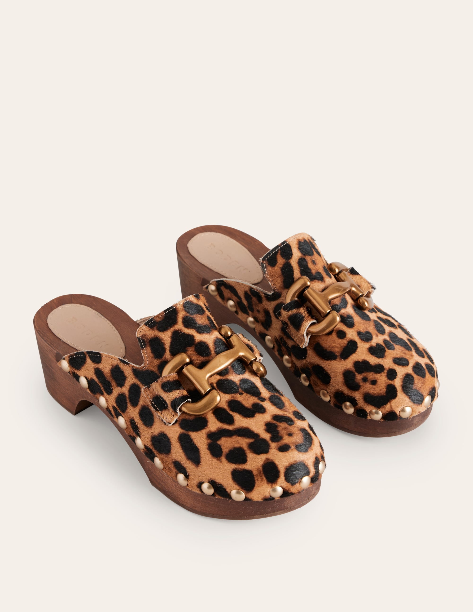 Iris Snaffle Heeled Clogs-Classic Leopard - Image 3