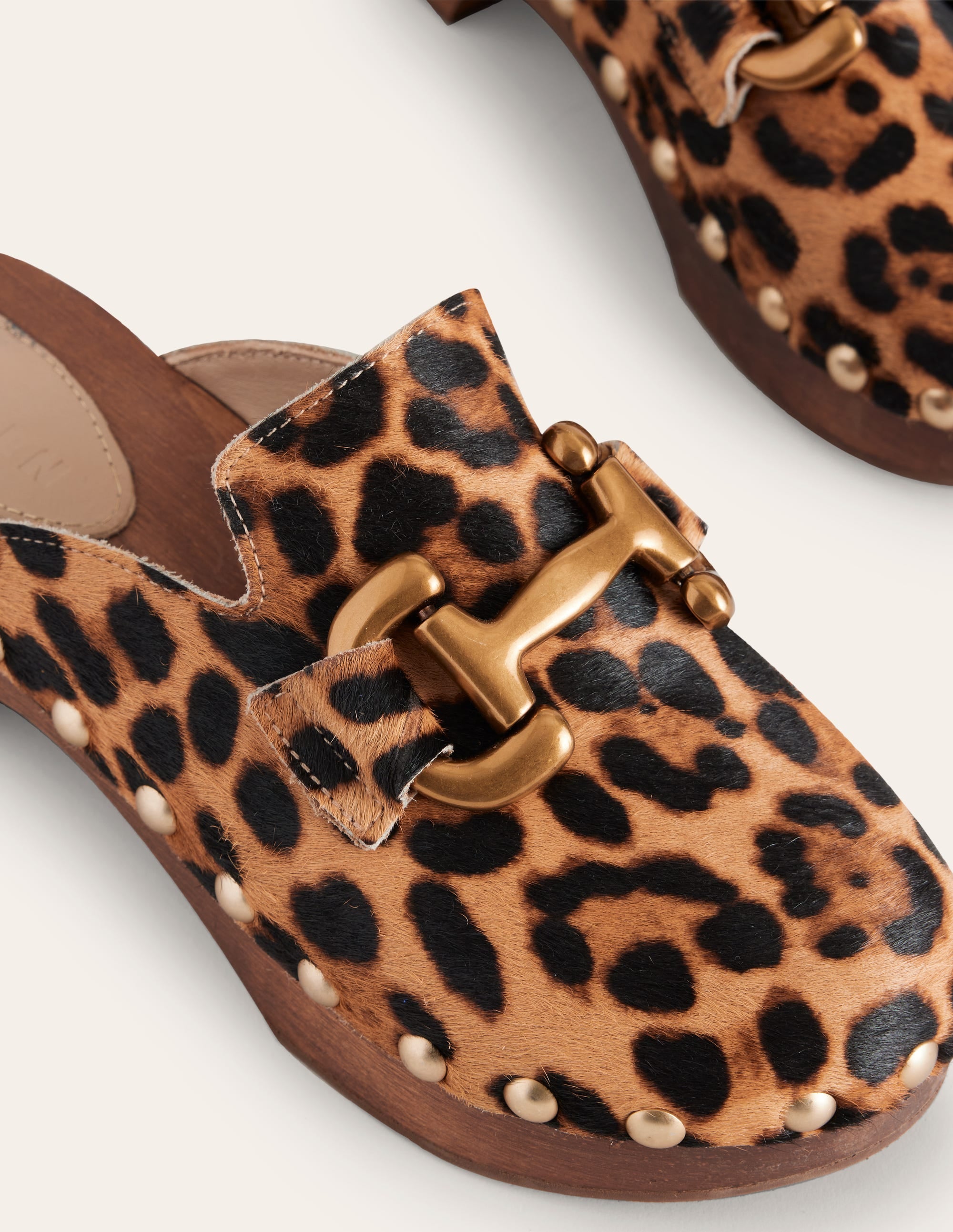 Iris Snaffle Heeled Clogs-Classic Leopard - Image 4