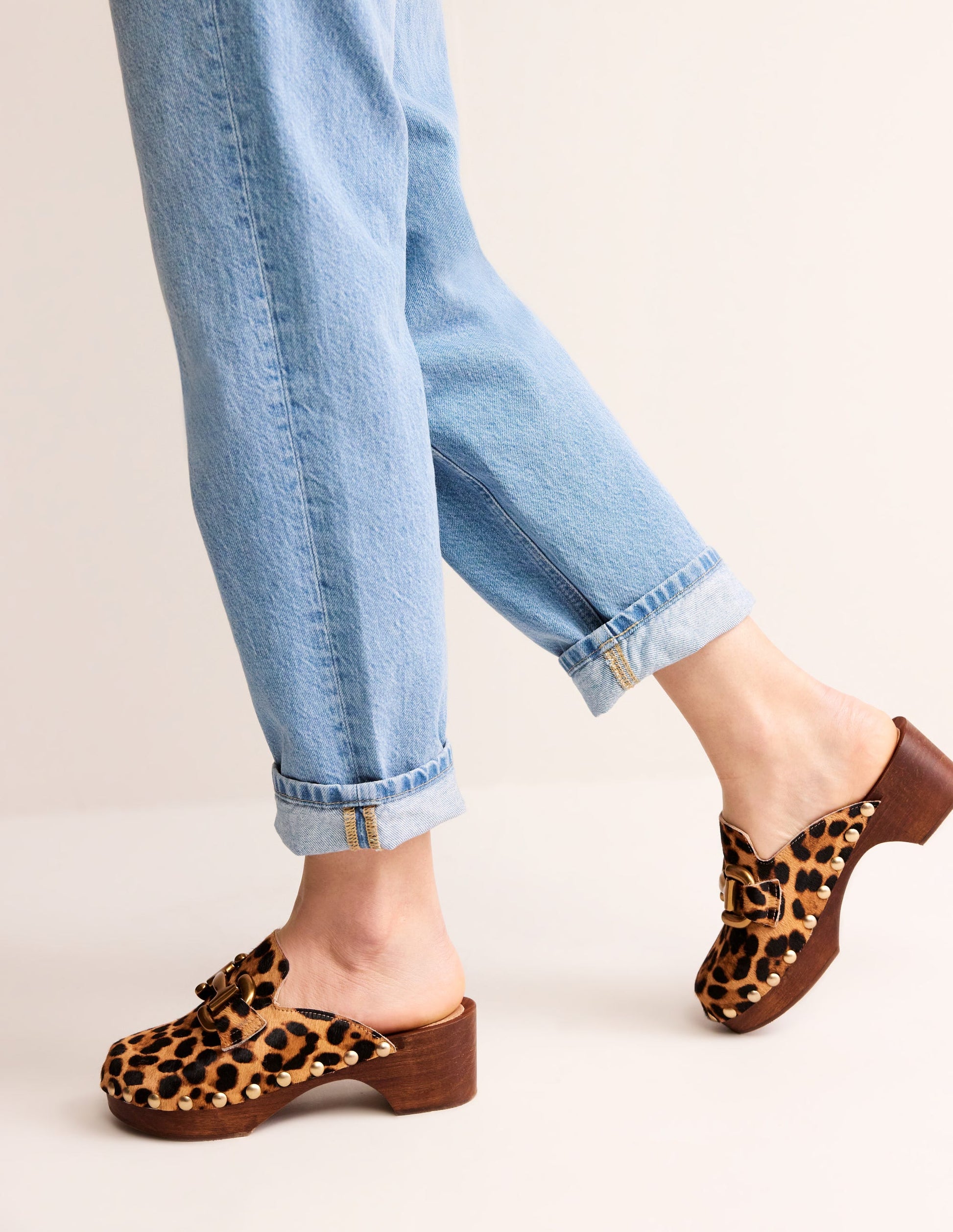 Iris Snaffle Heeled Clogs-Classic Leopard-1