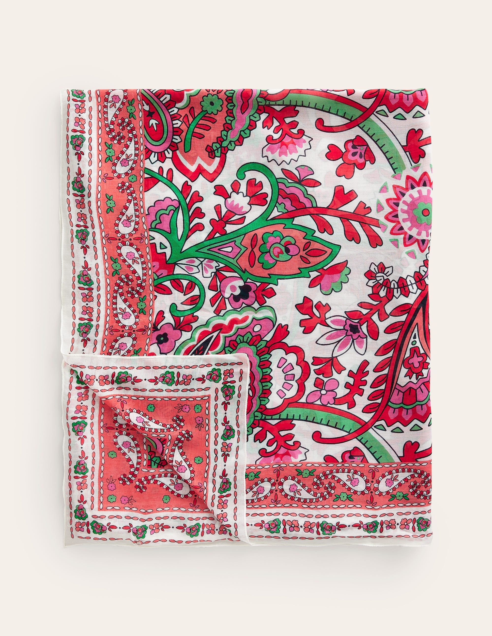 Printed Sarong Scarf-Ivory, Fantastical Paisley - Image 2