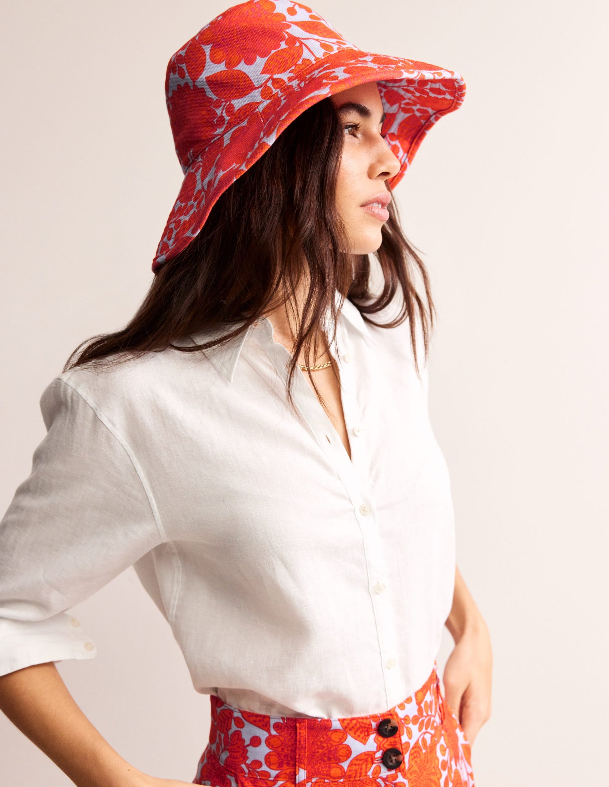 Printed Canvas Bucket Hat-Firecracker, Gardenia Swirl-1