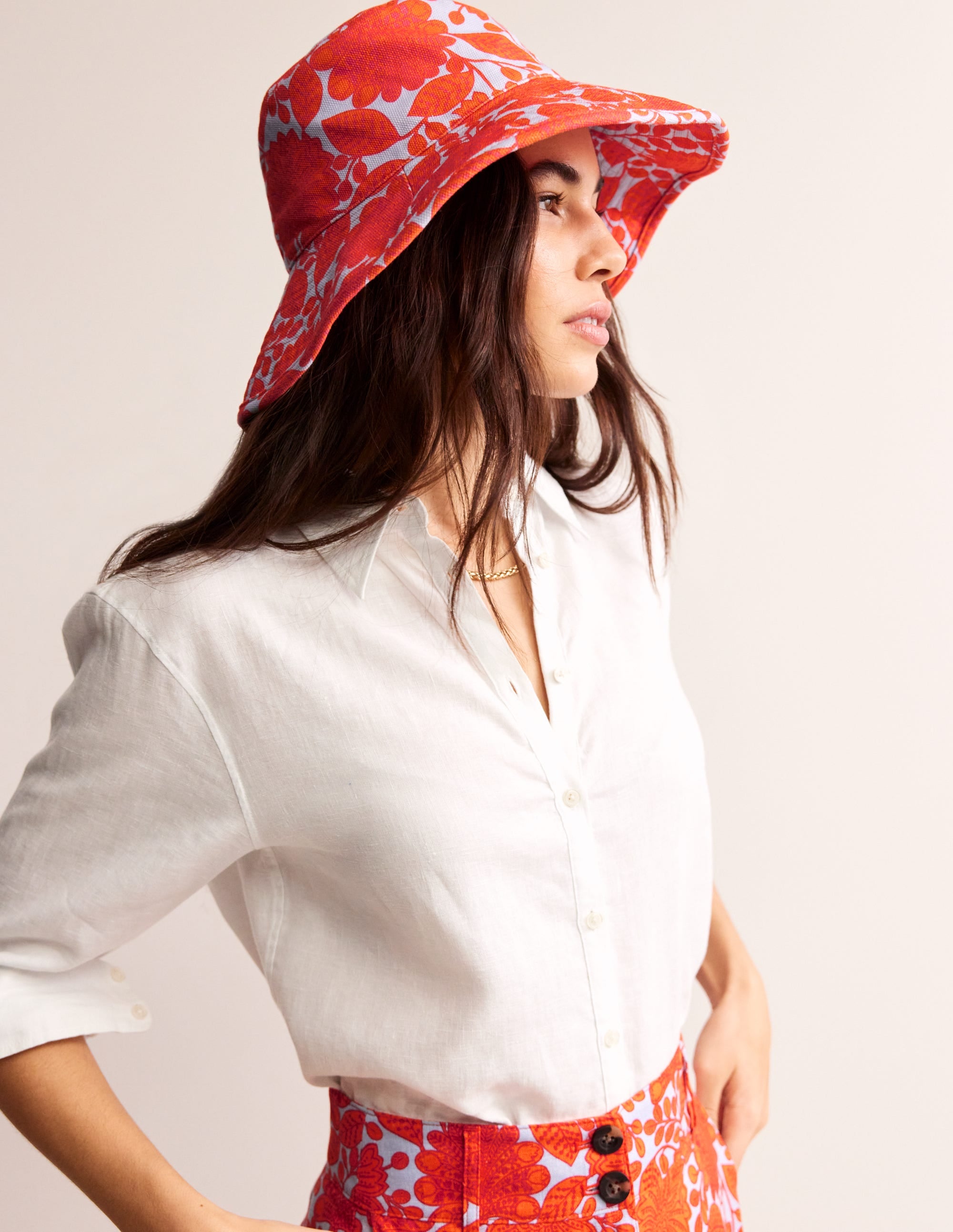 Printed Canvas Bucket Hat-Firecracker, Gardenia Swirl - Image 1