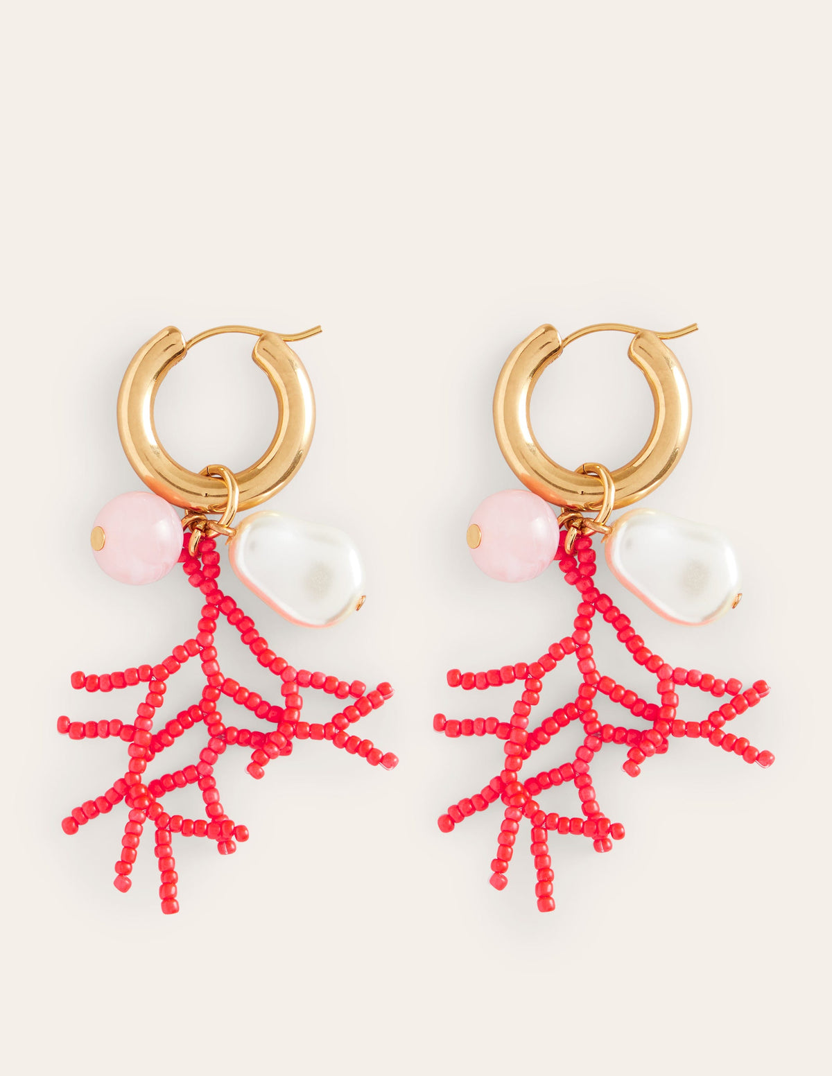 Cluster Hoop Earrings-Pink-2