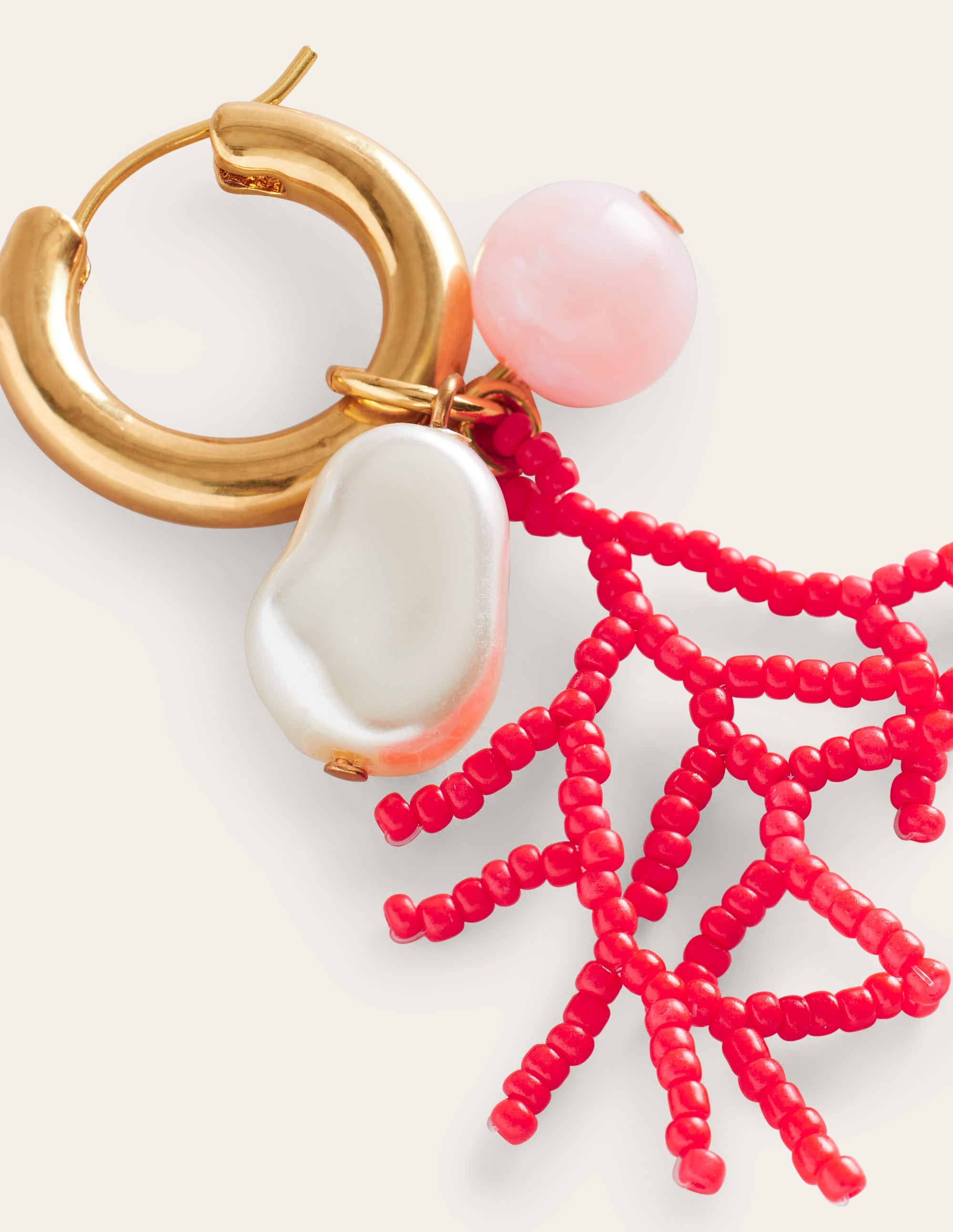 Cluster Hoop Earrings-Pink - Image 3
