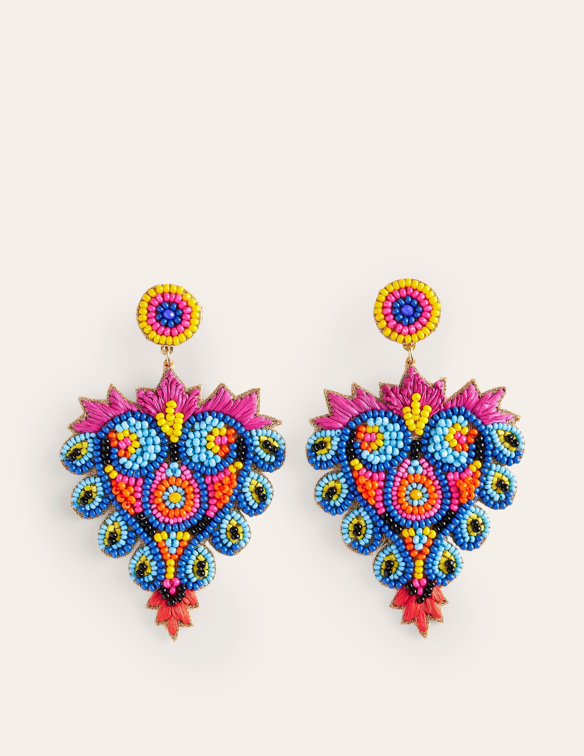 Beady Motif Earrings-Heart - Image 2