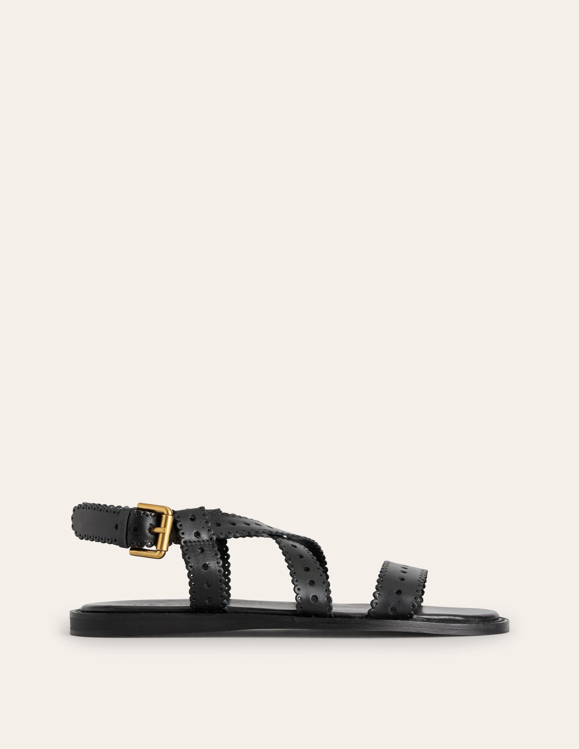 Cross Strap Flat Sandals-Black - Image 2