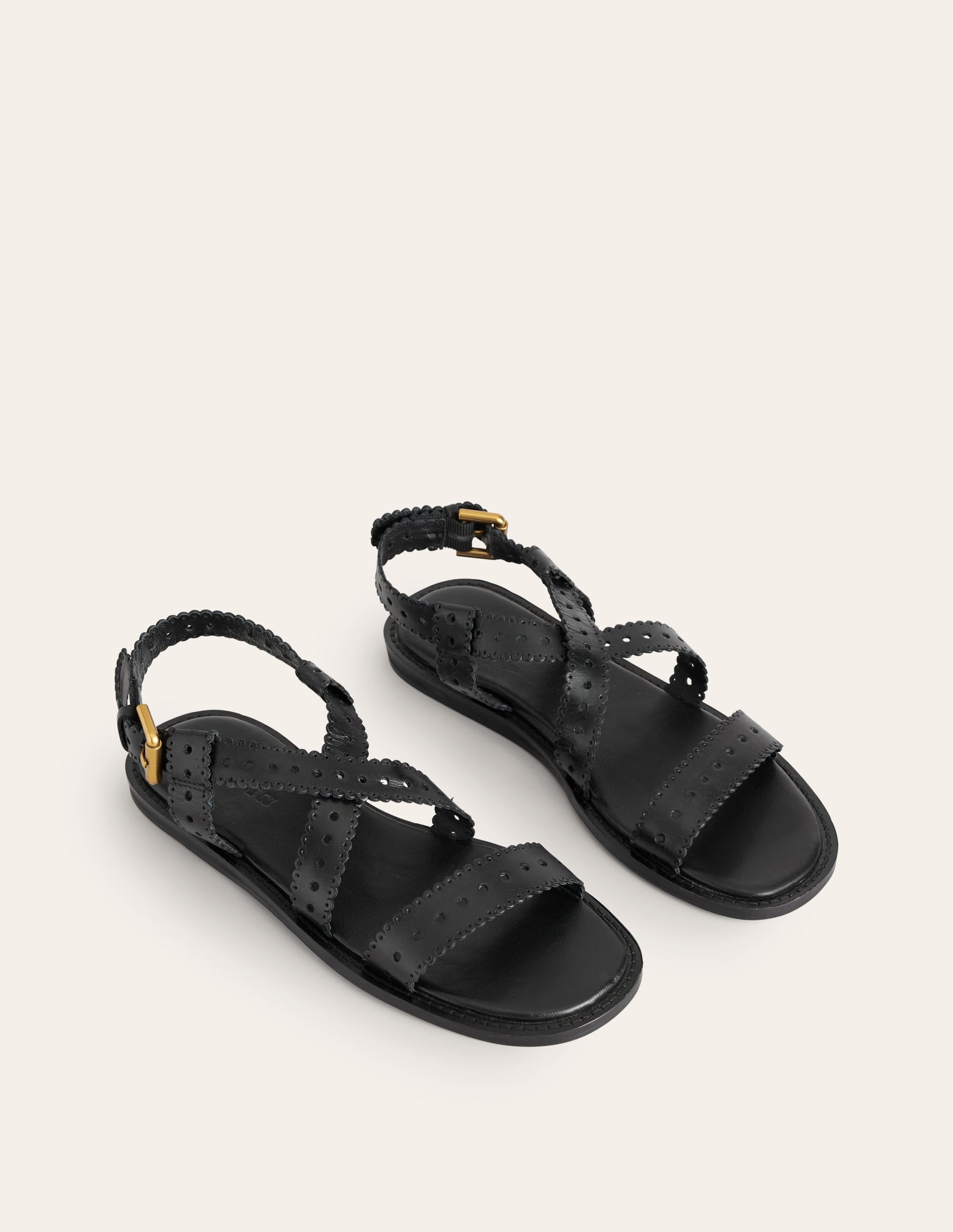 Cross Strap Flat Sandals-Black - Image 3