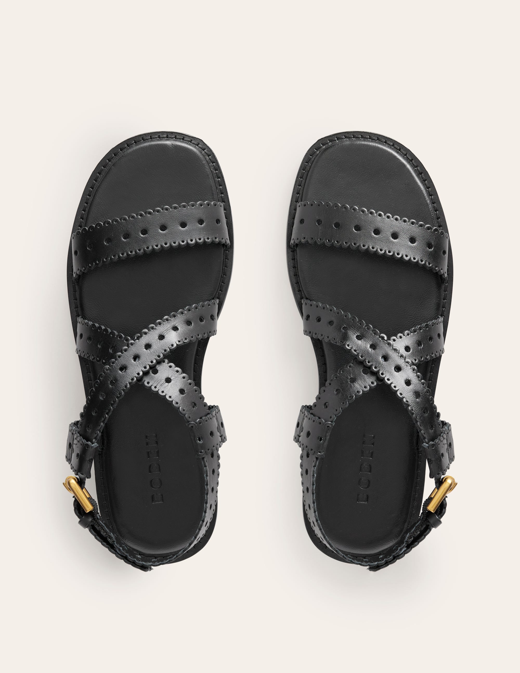 Cross Strap Flat Sandals-Black - Image 5
