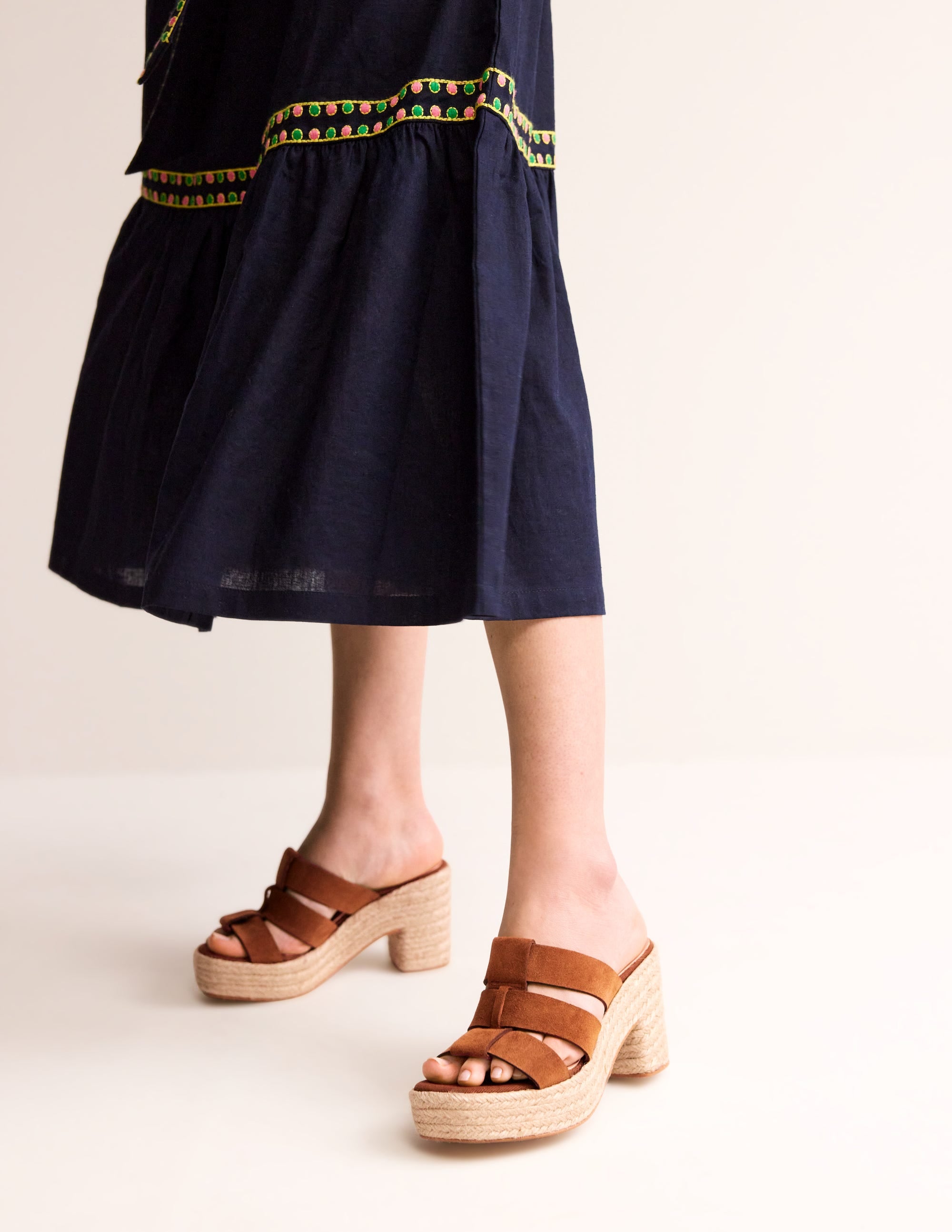 Heeled Espadrille Sandals-Tan - Image 1