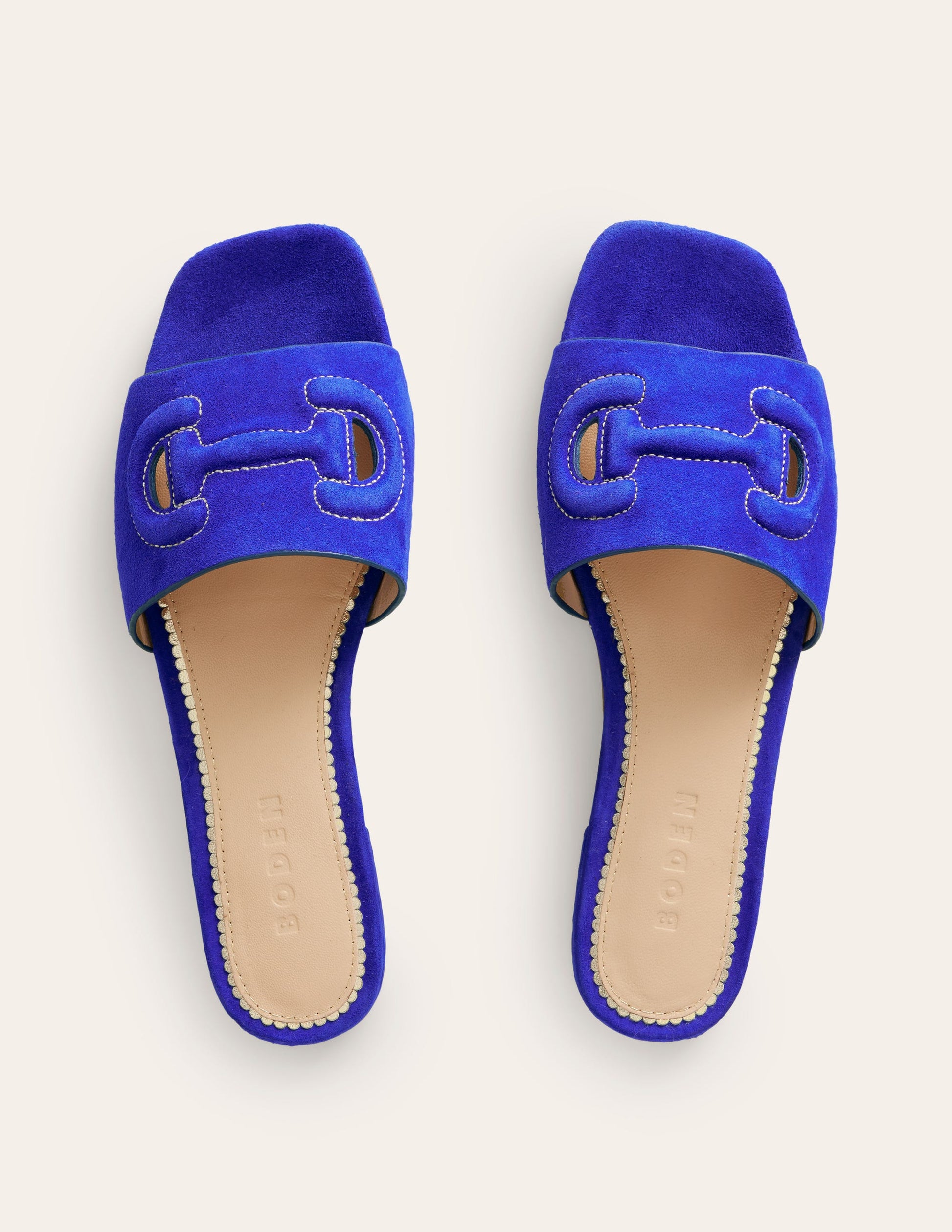 Stitch Cut Out Snaffle Sliders-Bright Blue-5