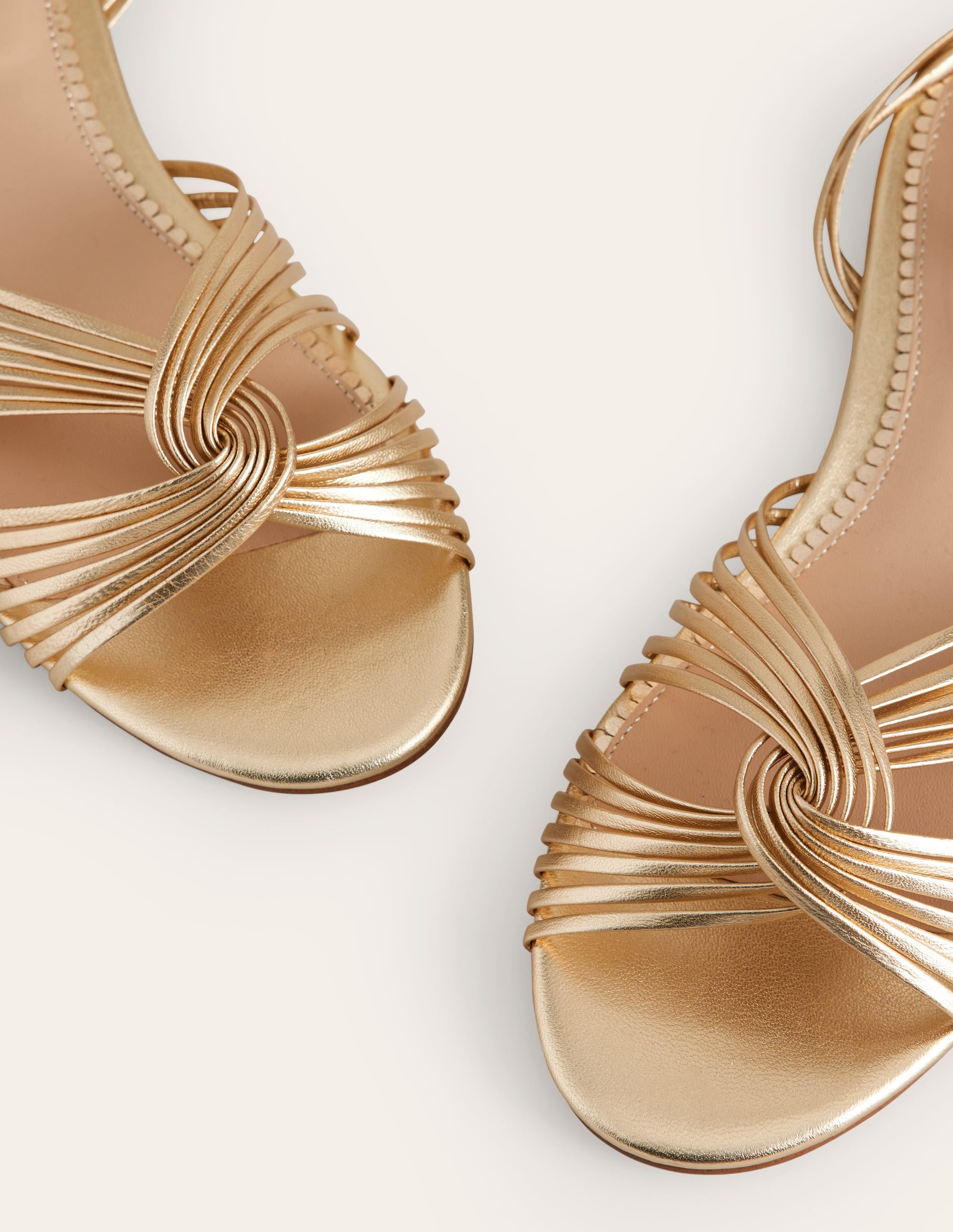 Twist Front Flat Sandals-Gold Metallic Leather - Image 4