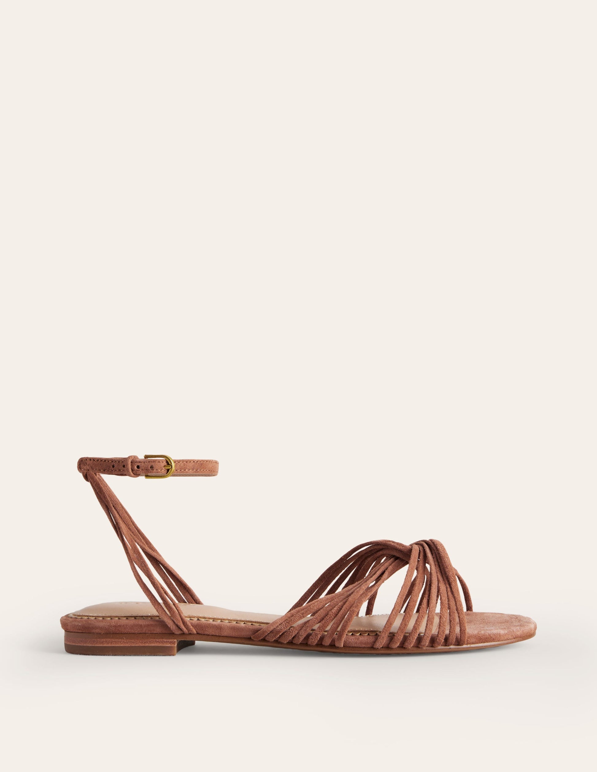 Twist Front Flat Sandals-Tan Suede-2
