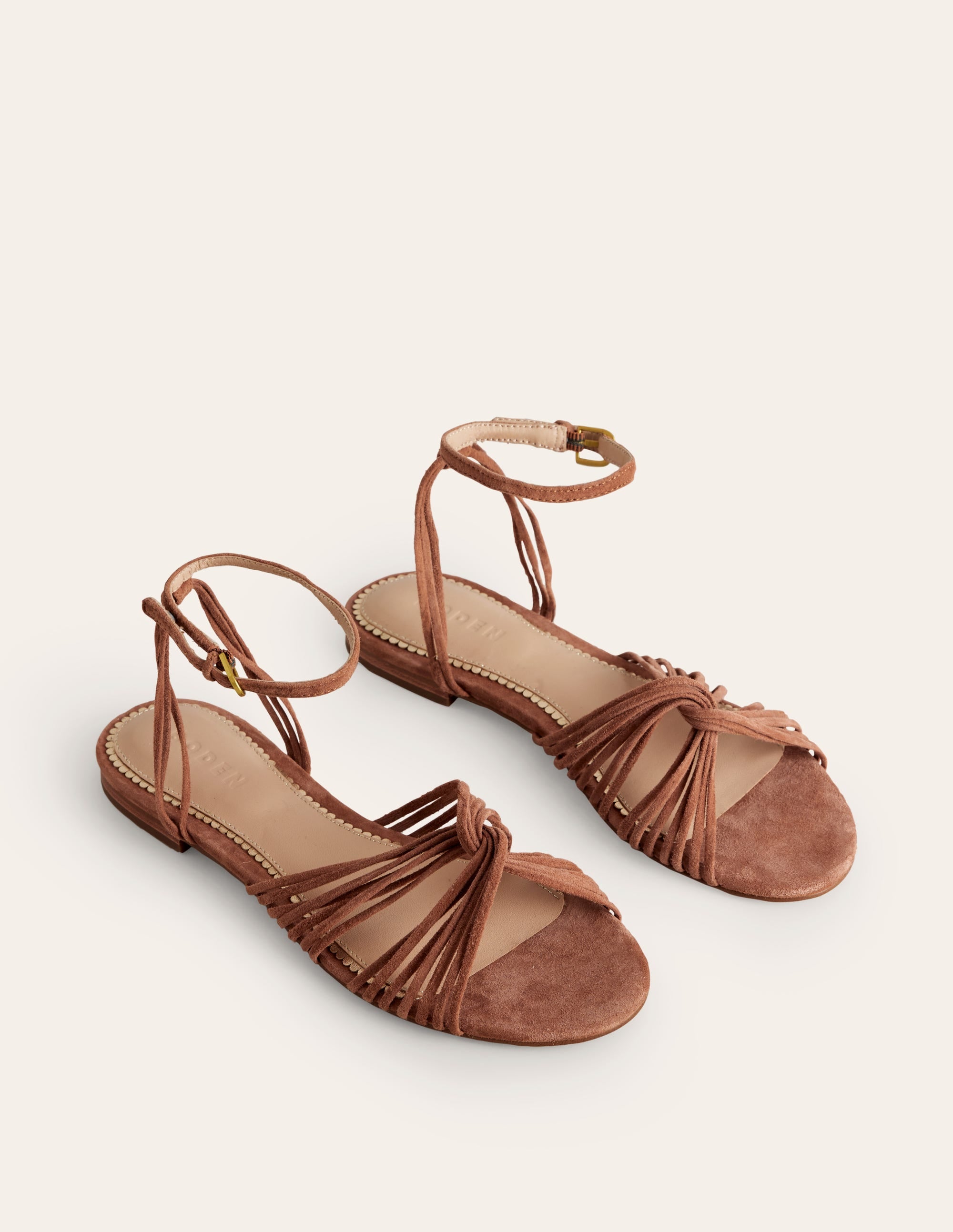 Twist Front Flat Sandals-Tan Suede - Image 3