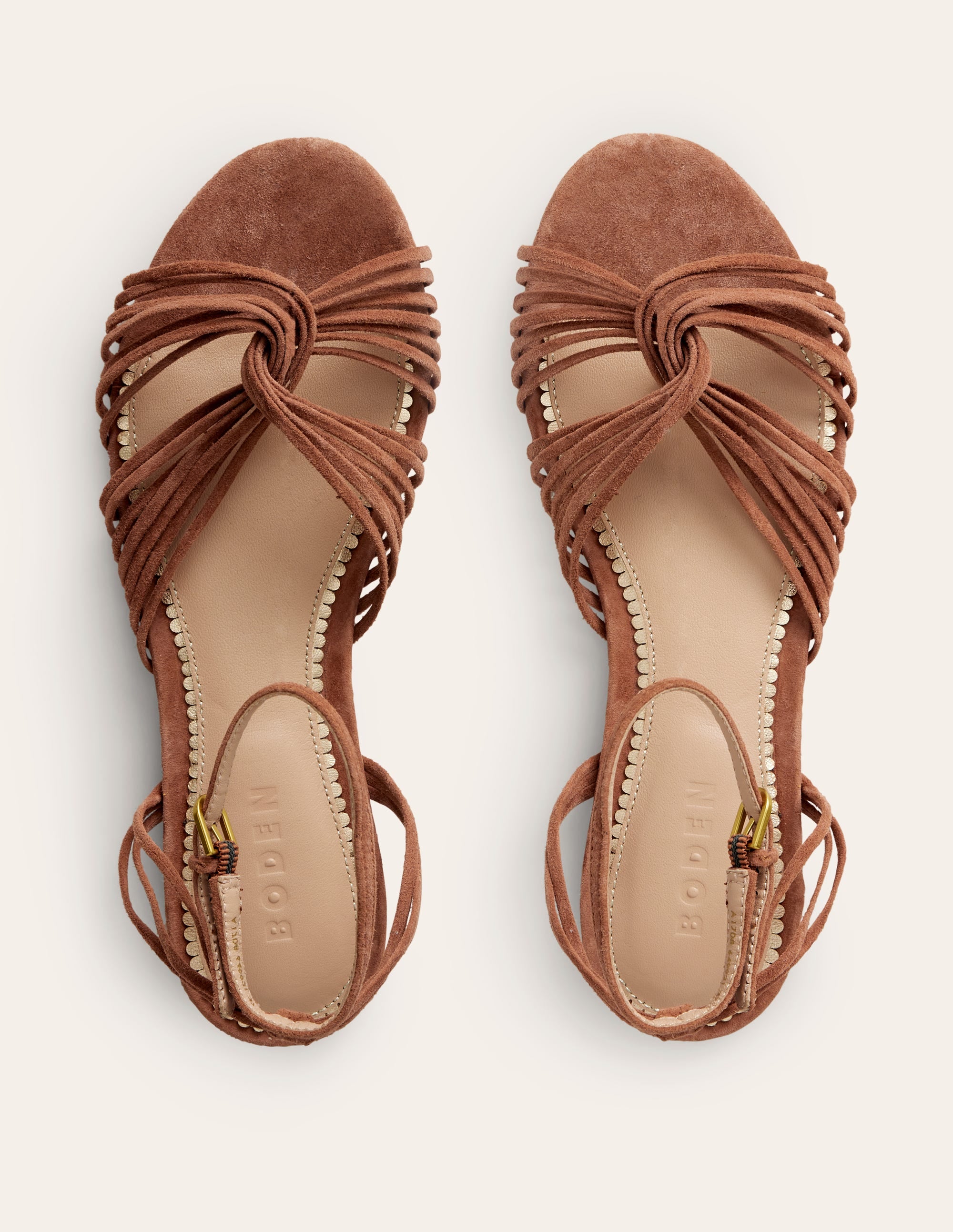 Twist Front Flat Sandals-Tan Suede - Image 5