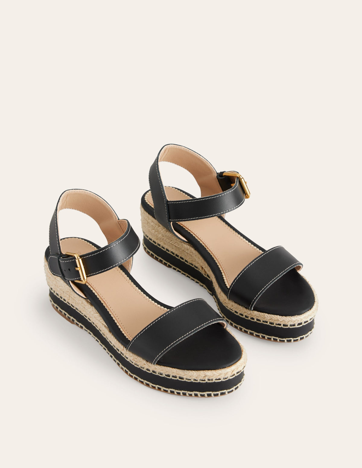 Stitched Wedge Espadrilles-Black-3