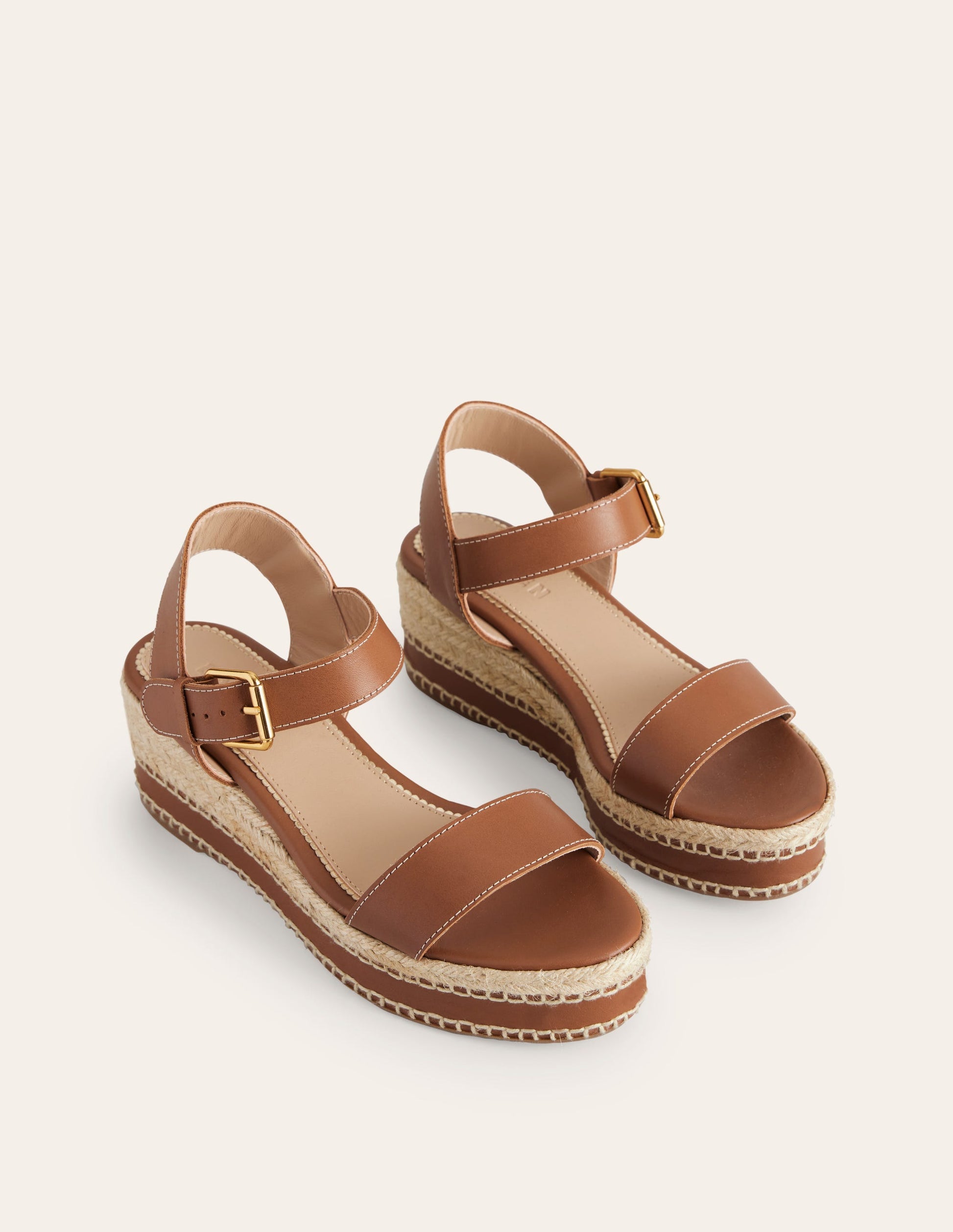 Stitched Wedge Espadrilles-Tan-3