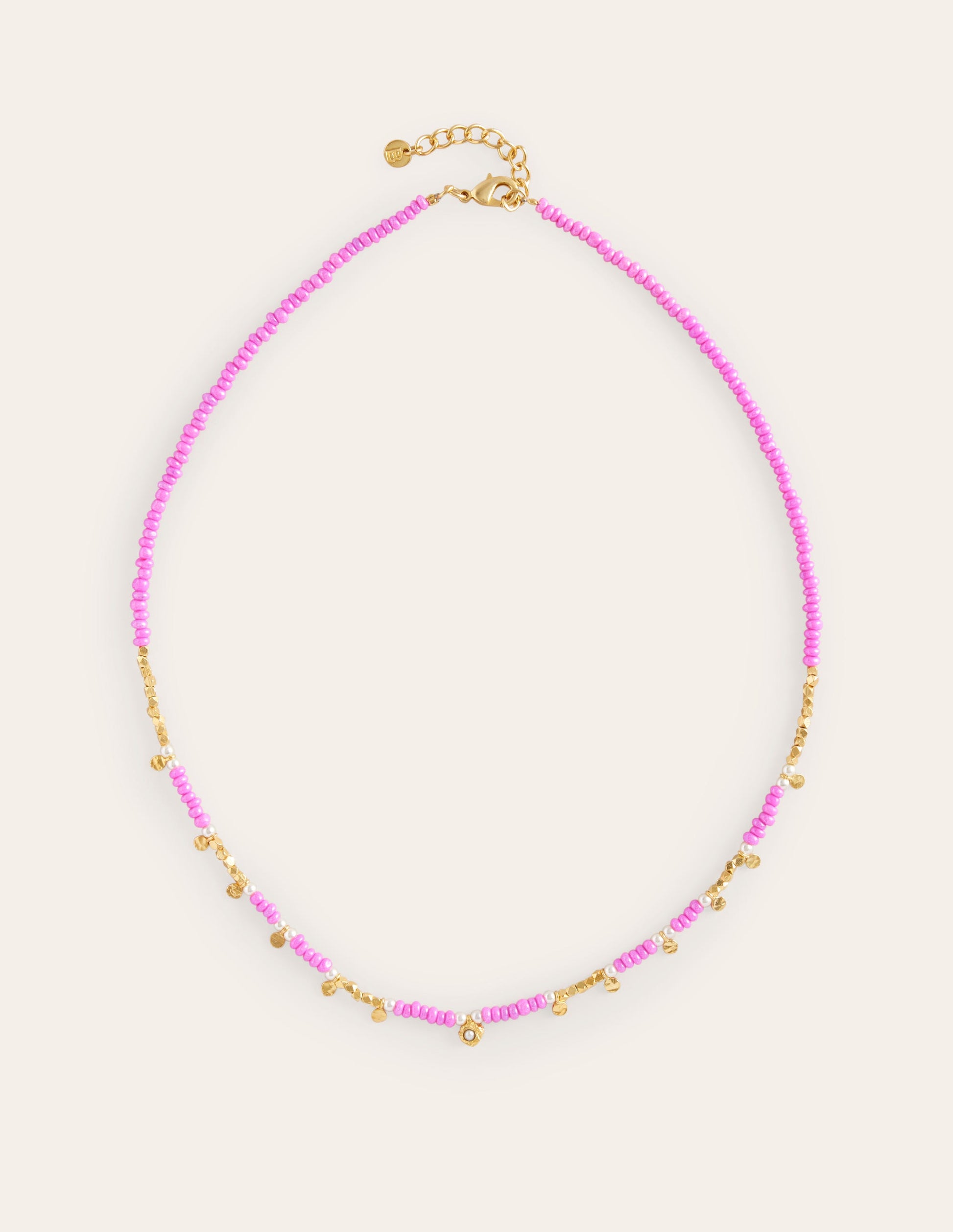 Layering Bead Necklace-Pink-2
