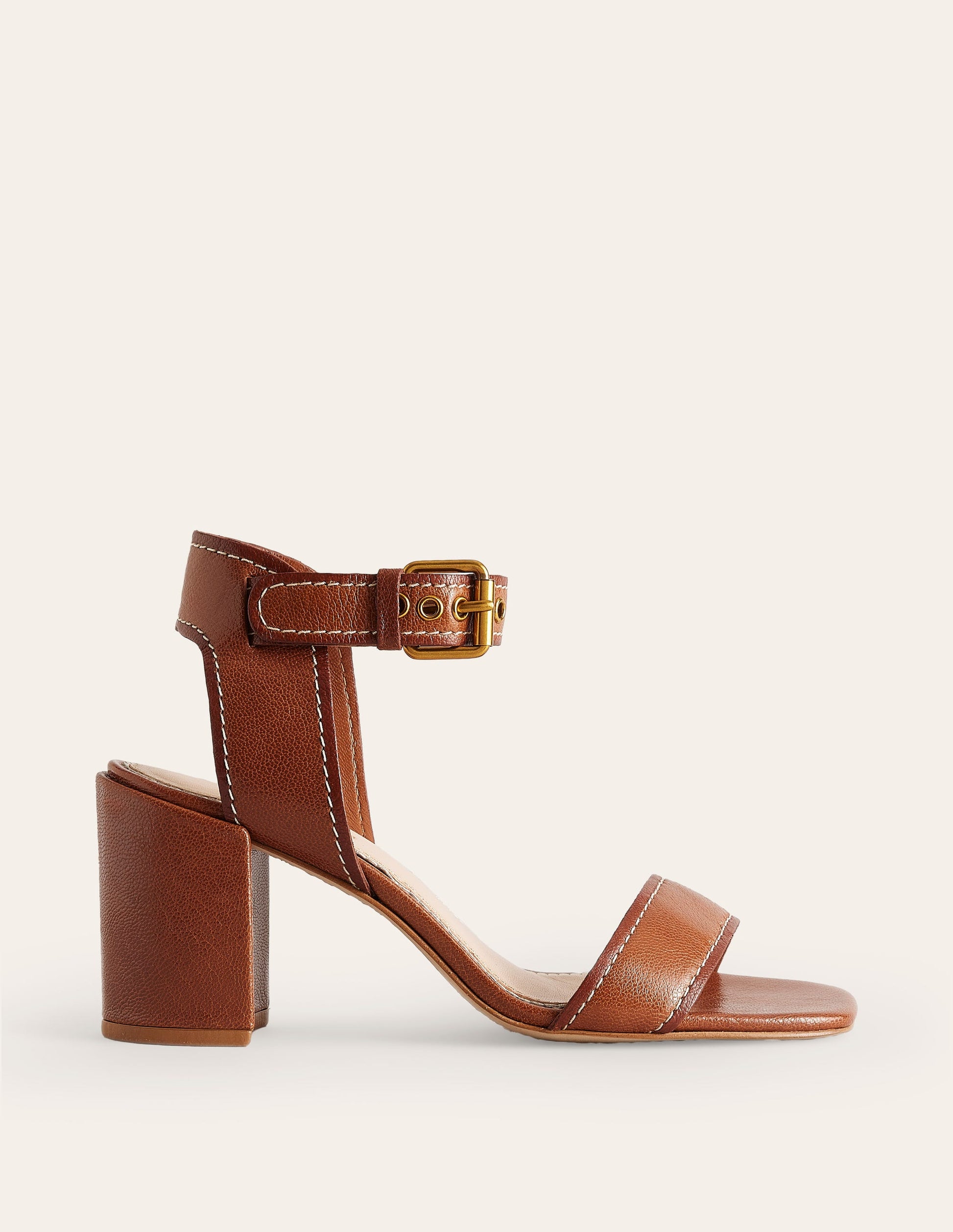 Ankle Strap Heeled Sandals-Tan Leather-2