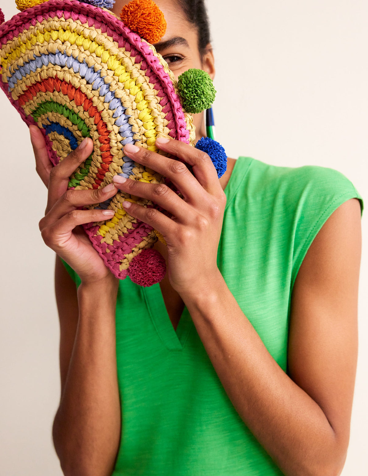 Rainbow Raffia Clutch-Rainbow - Image 1