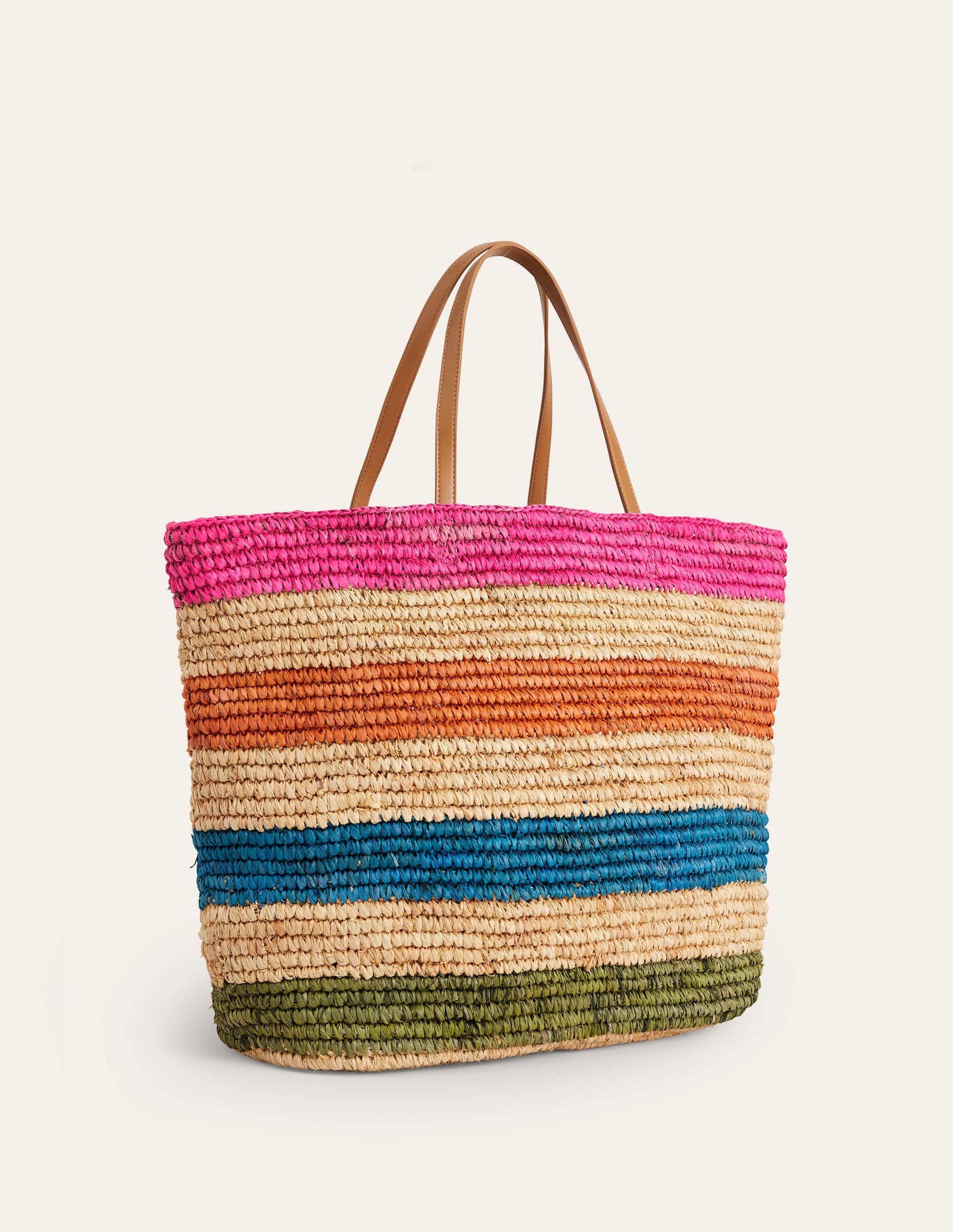 Raffia Tote Bag-Multi Stripe-4