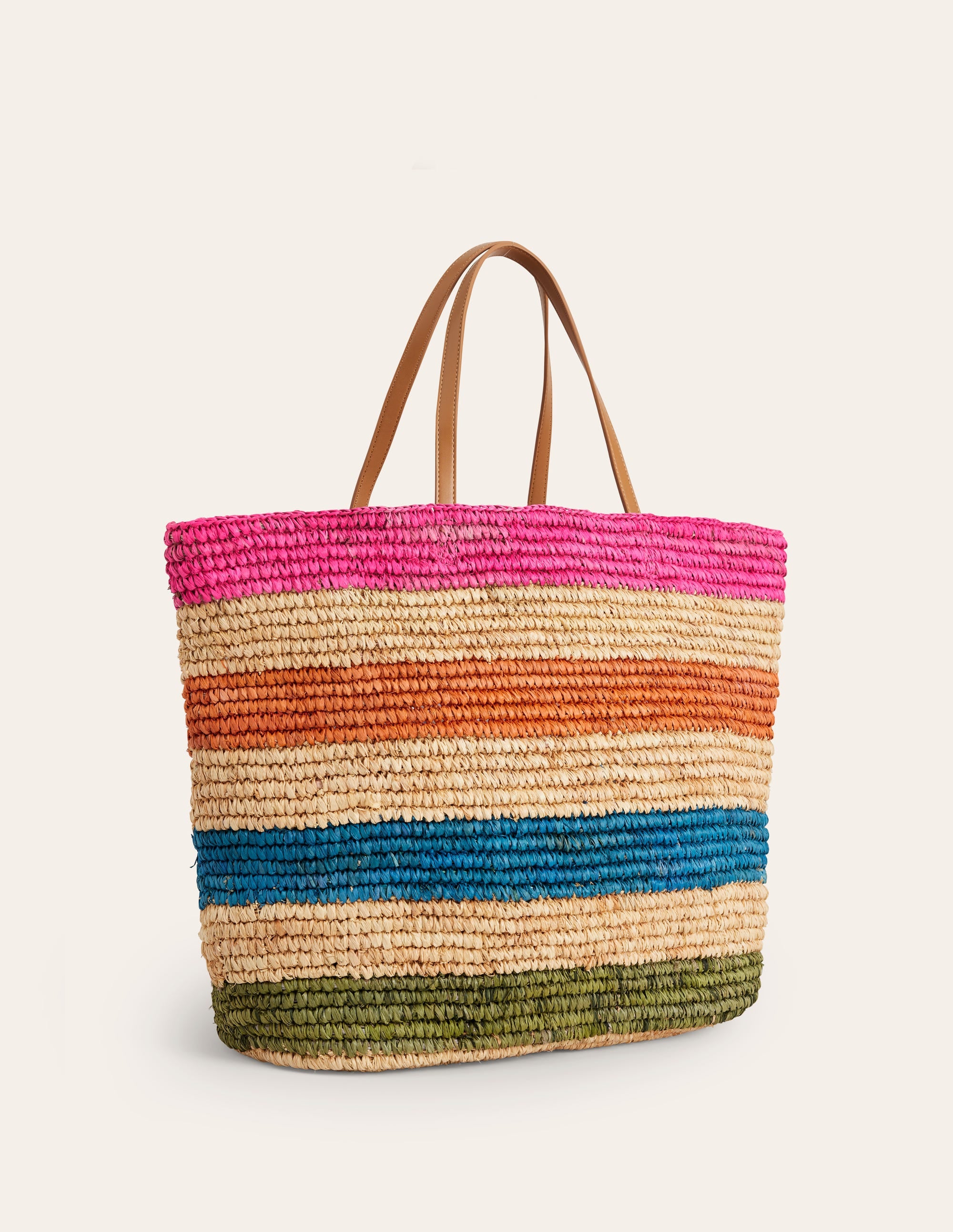 Raffia Tote Bag-Multi Stripe - Image 4