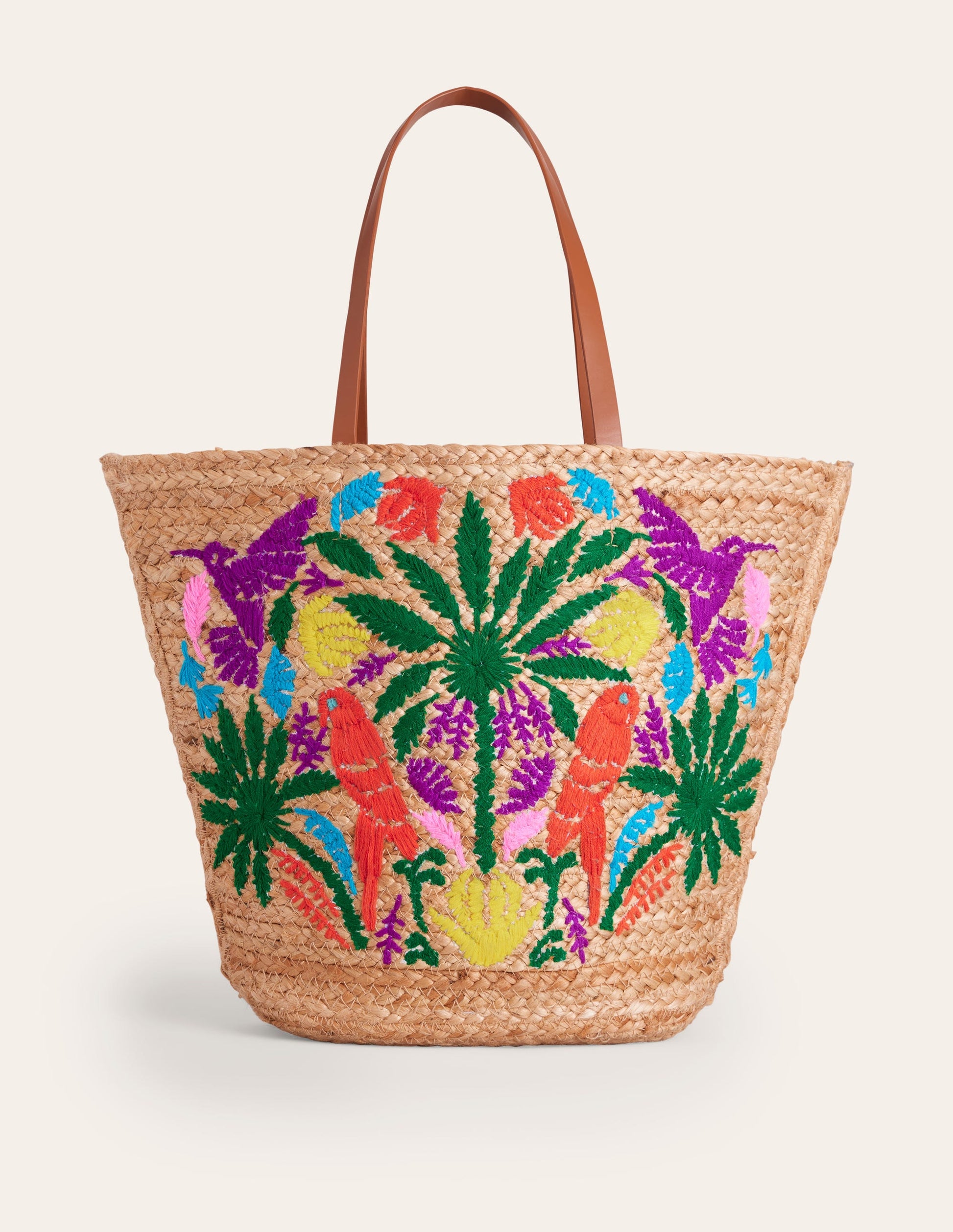 Embroidered Basket Bag-Parrot Embroidery-1