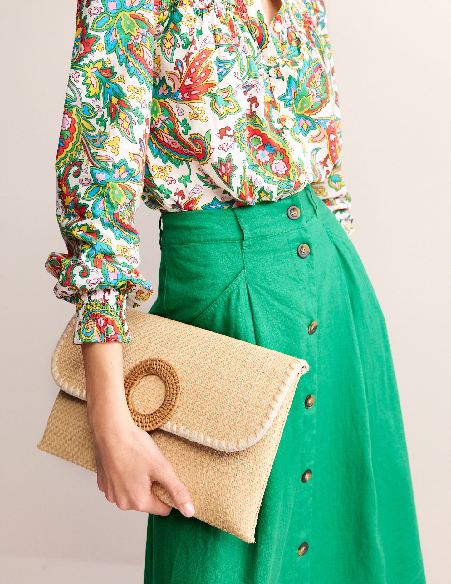 Raffia Clutch Bag-Natural