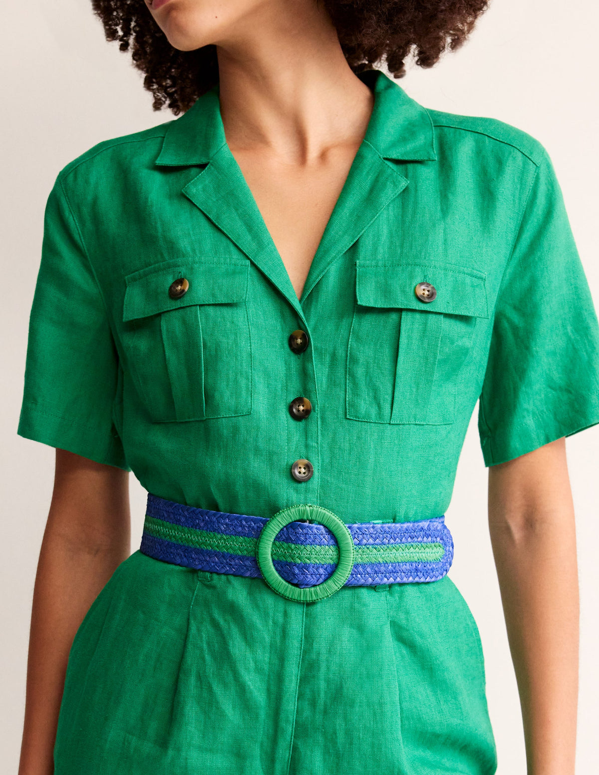 Stripe Belt-Bright Blue and Rich Emerald - Image 1