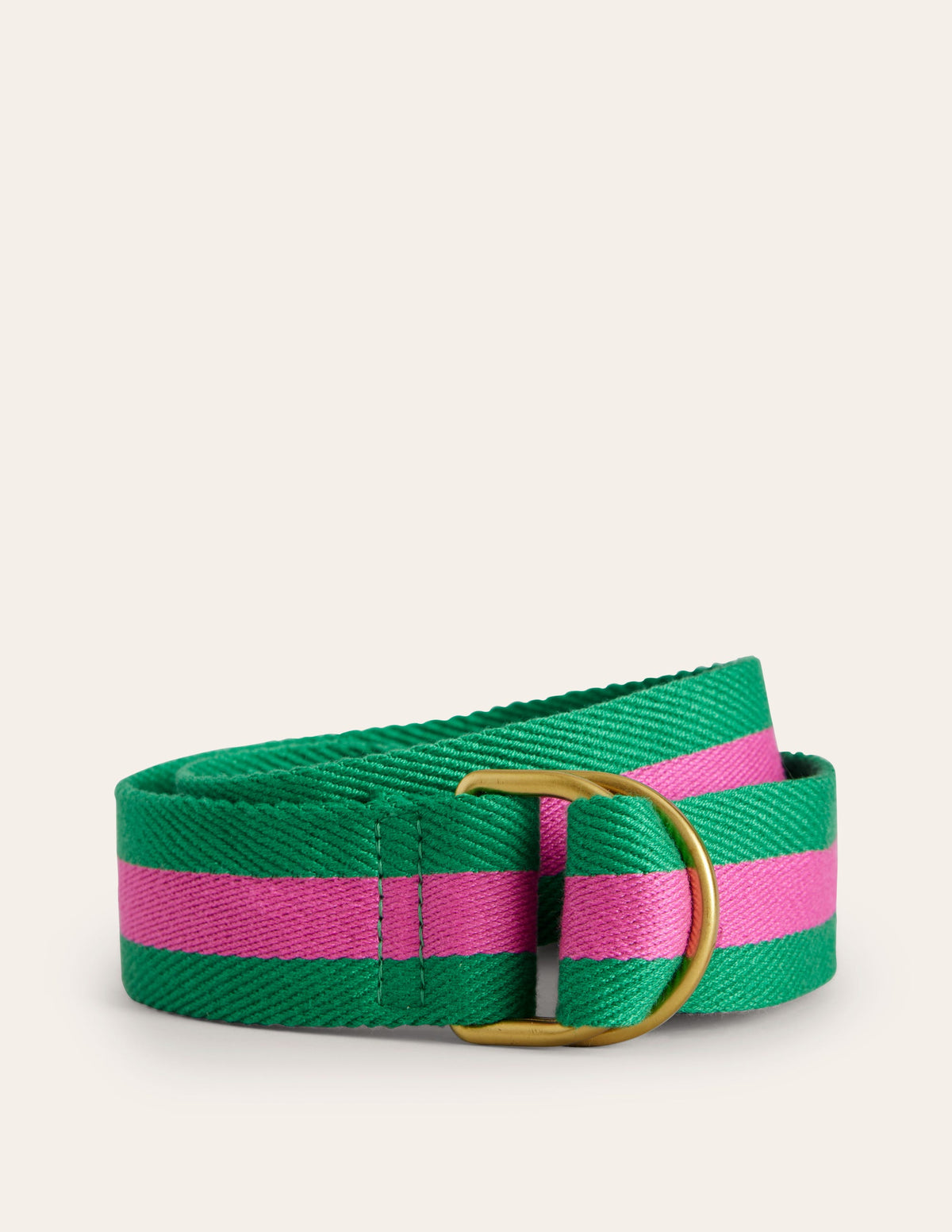 Webbing D-Ring Belt-Pink and Green-1