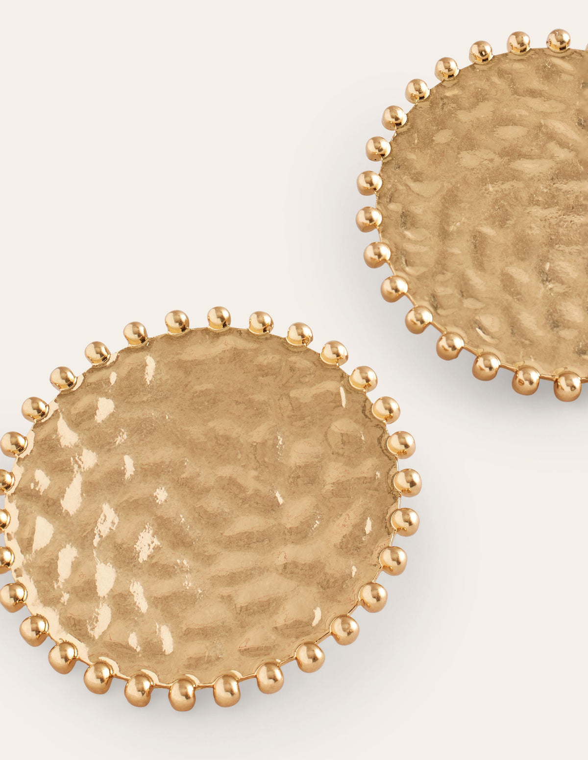 Hammered Disk Earrings-Gold-3
