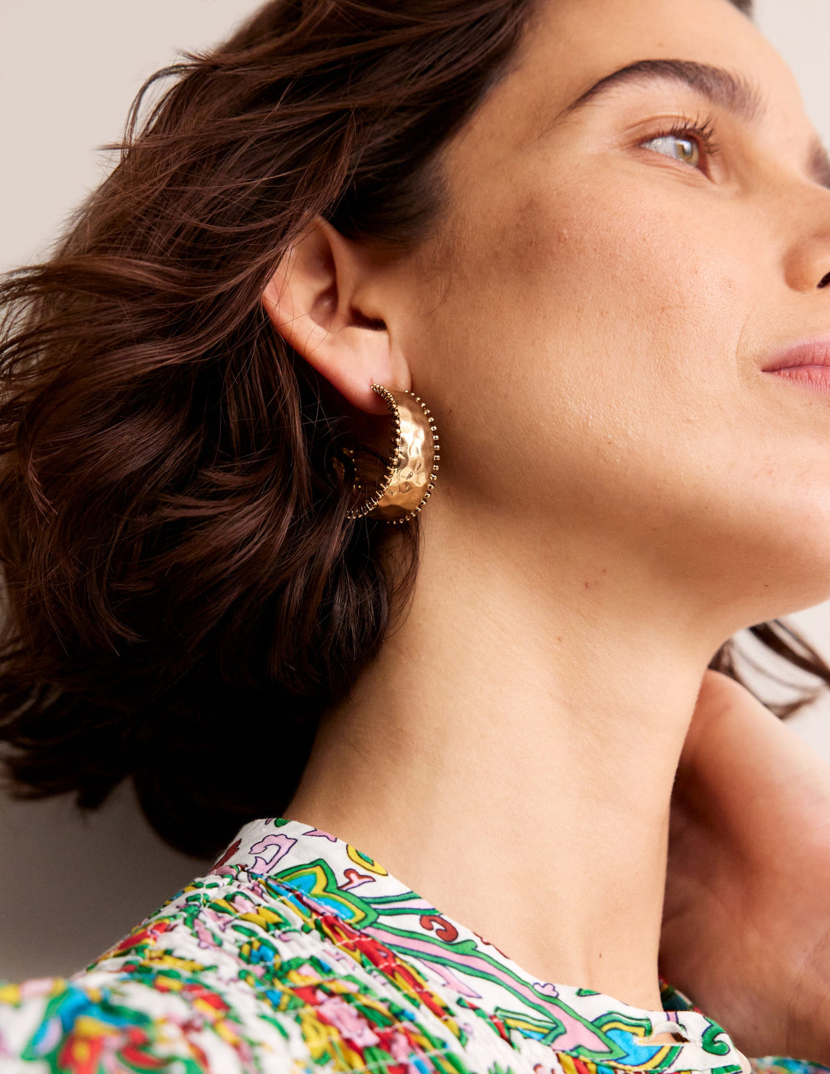 Hammered Bobble Hoops-Gold - Image 1
