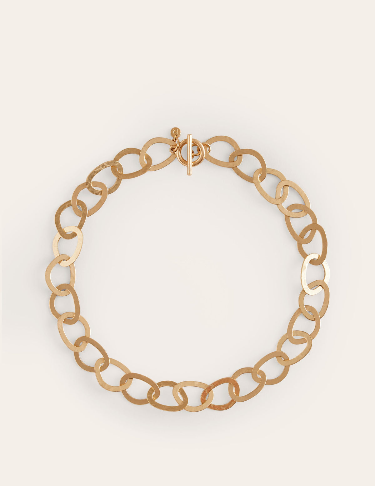 Hammered Link Necklace-Gold-1