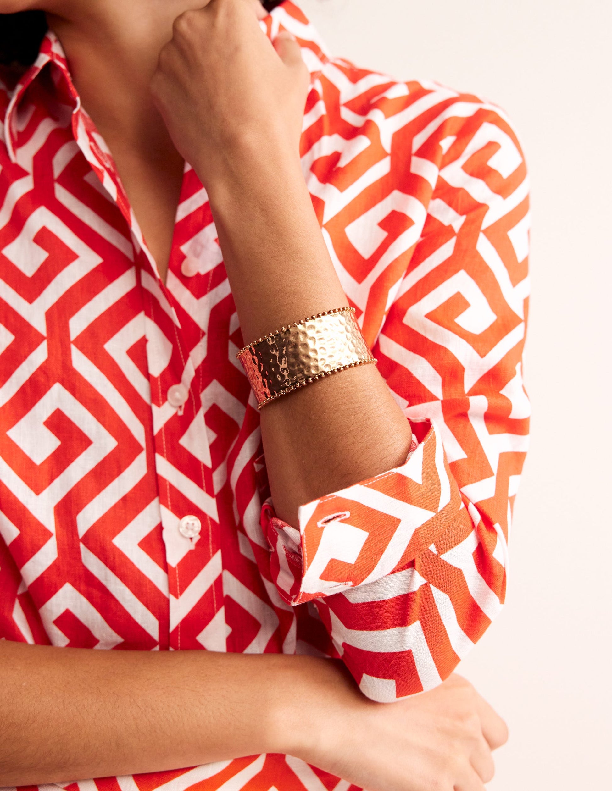 Hammered Cuff Bracelet-Gold-1