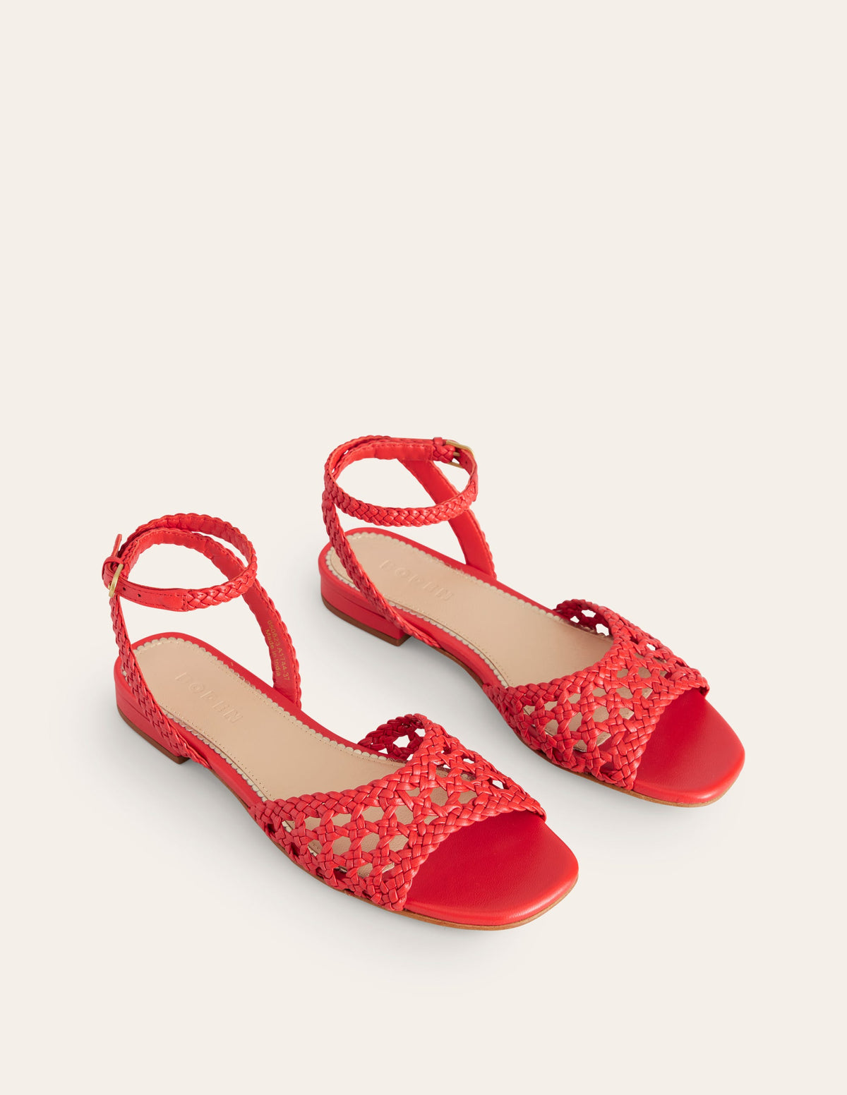 Woven Flat Sandals-Post Box Red - Image 3