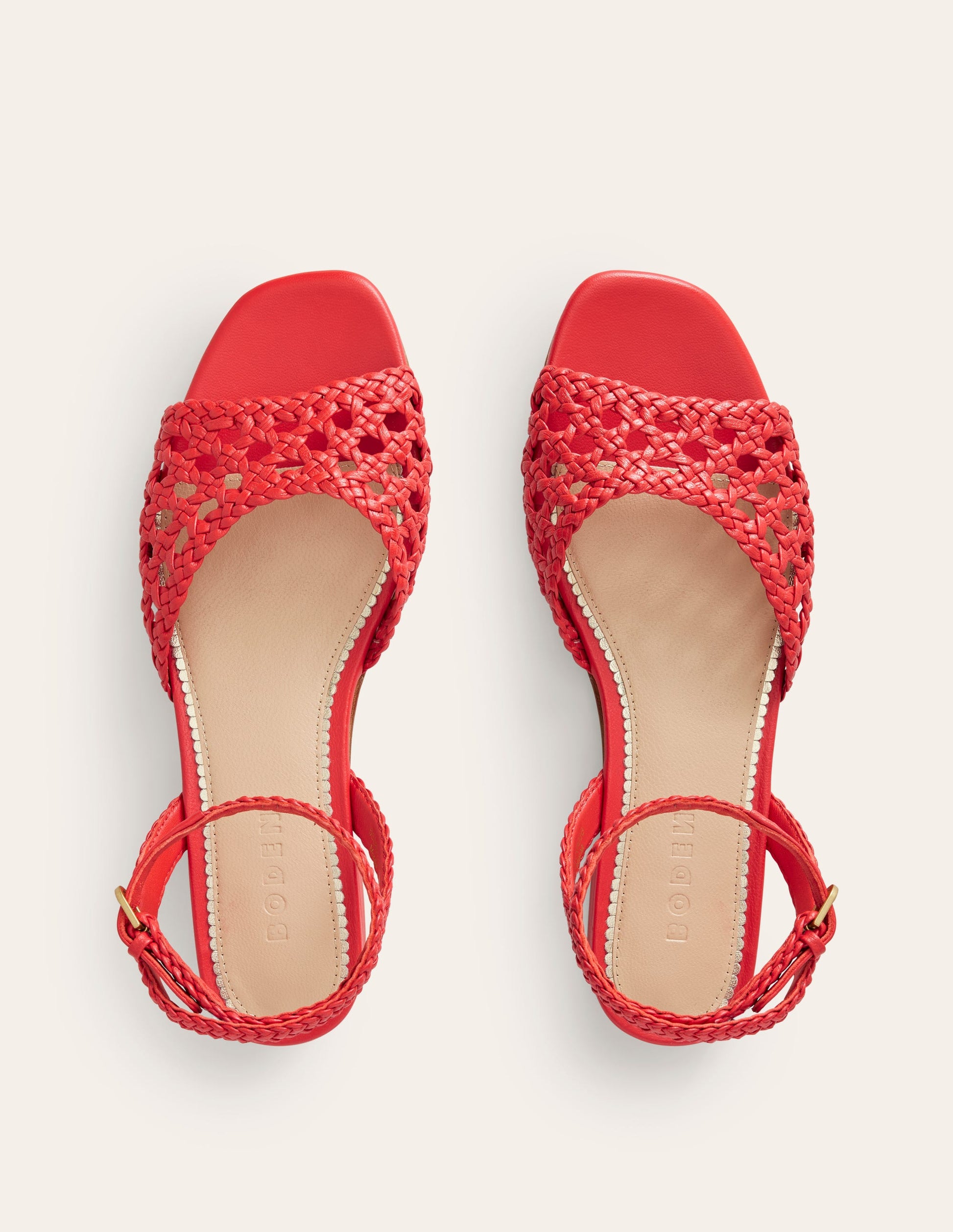 Woven Flat Sandals-Post Box Red-5