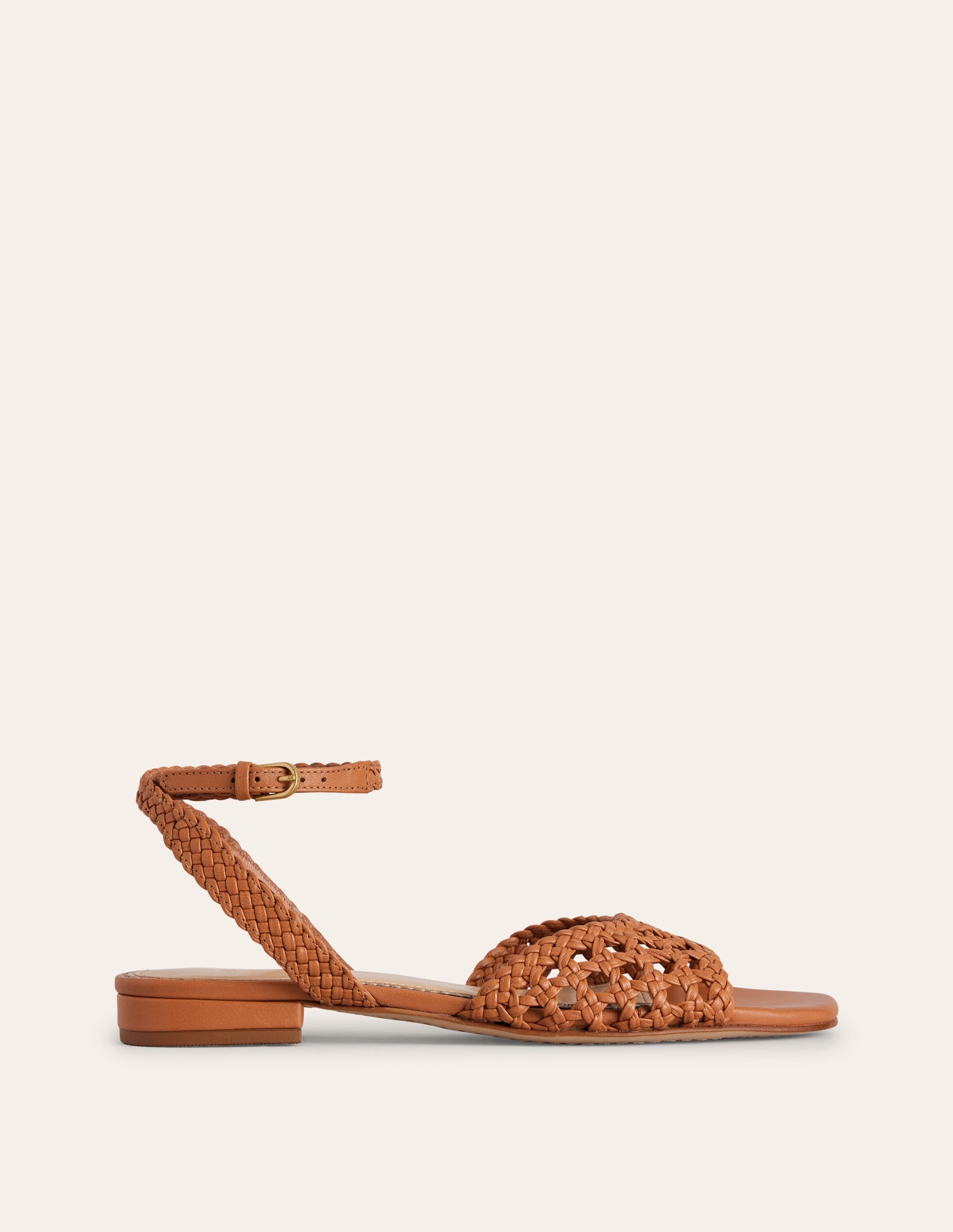 Woven Flat Sandals-Tan - Image 1