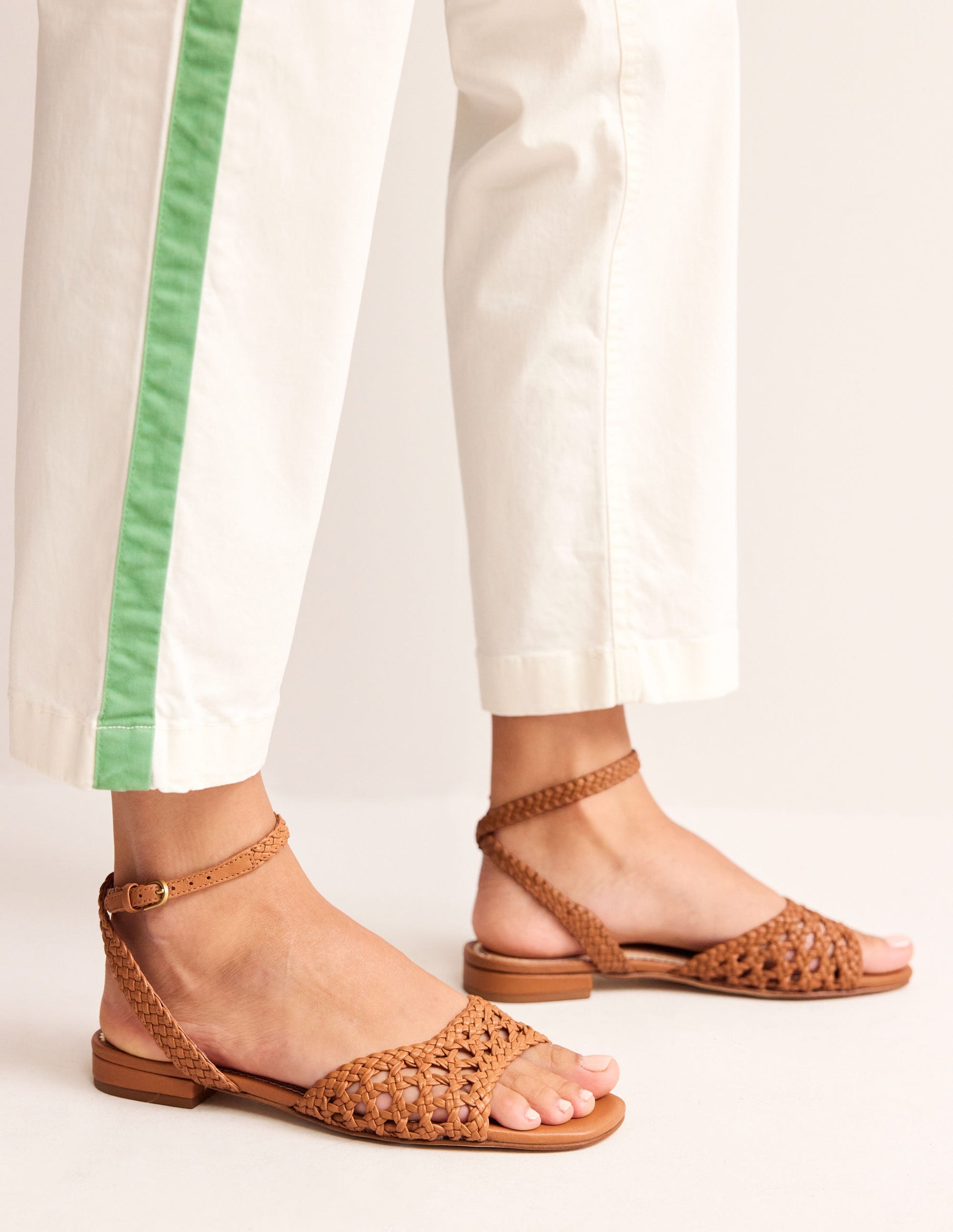 Woven Flat Sandals-Tan-2