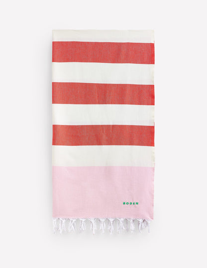 Hammam Towel-Firecracker Orange and Pink-1