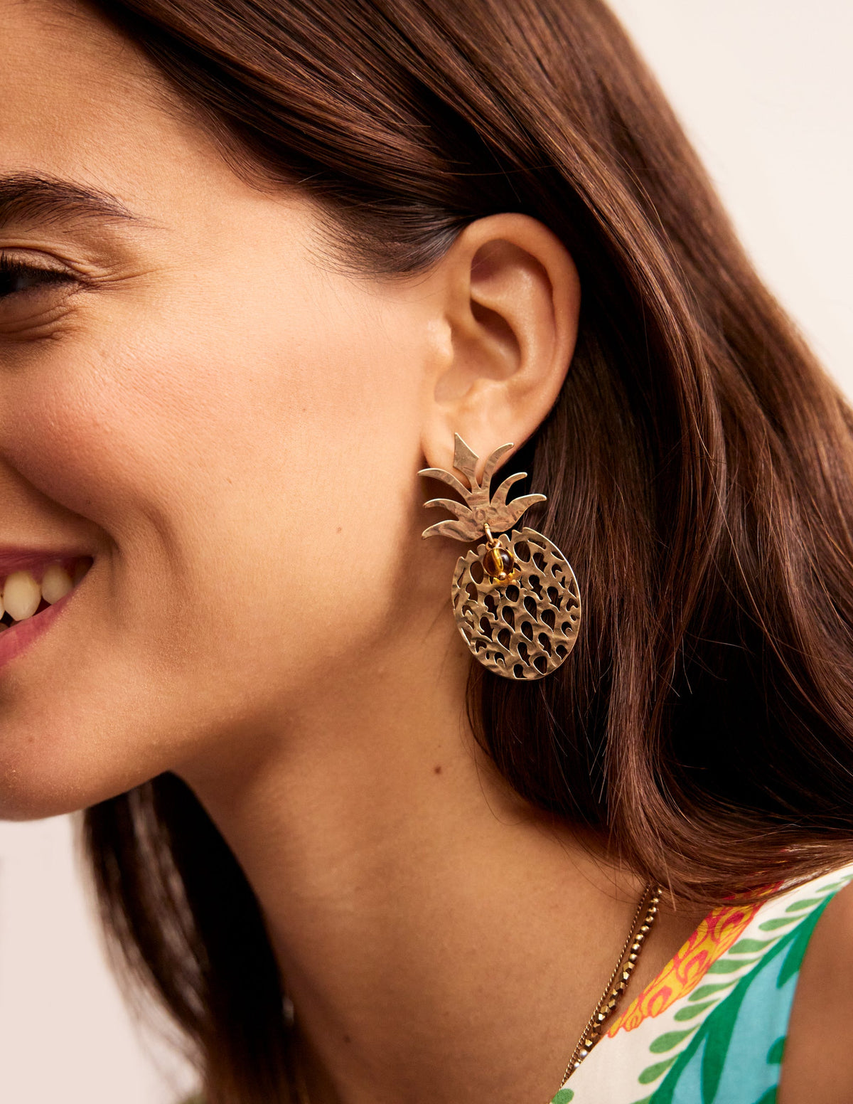 Metal Cut-Out Earrings-Pineapple - Image 1