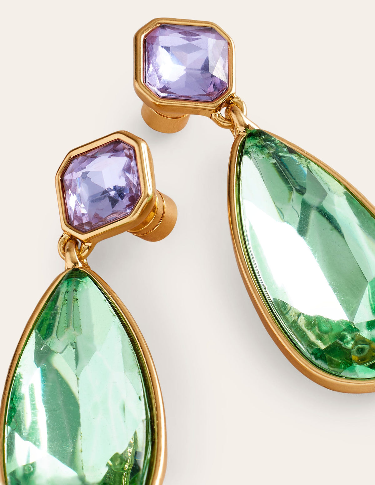 Statement Jewel Earrings-Green and Lilac-3